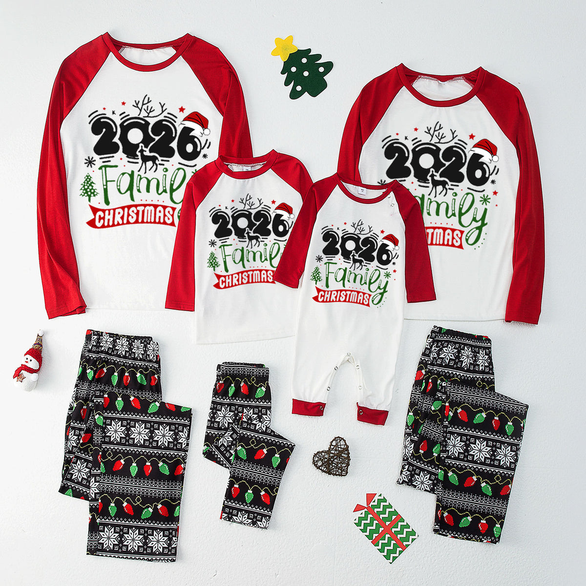 Christmas Pajamas 2026 Family Christmas Reindeer Antler Print Matching Family Sleepwear CHP-130