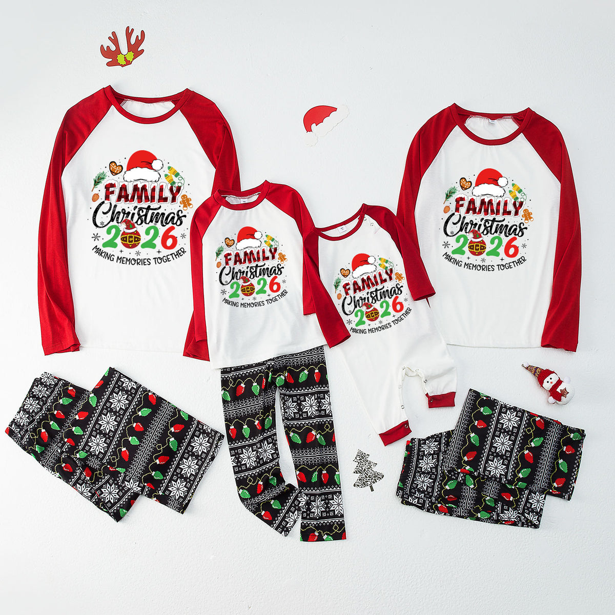Christmas Pajamas Family Christmas 2026 Santa Hat Gingerbread Print Matching Family Sleepwear CHP-126