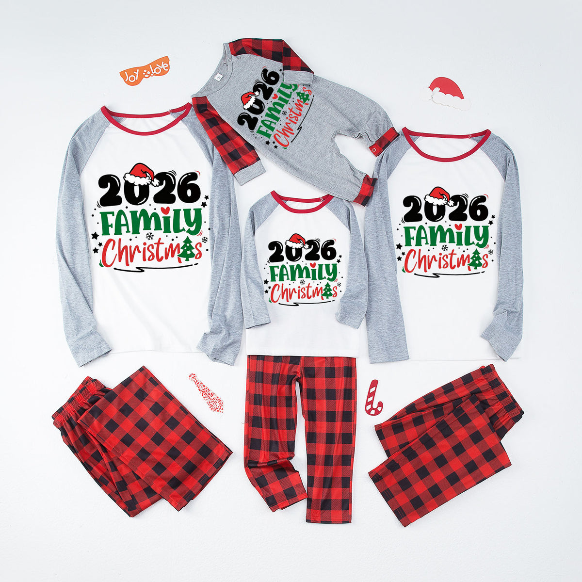 Christmas Pajamas 2026 Family Christmas Red Green Letter Print Family Photo Outfit Christmas Sleepwear CHP-110