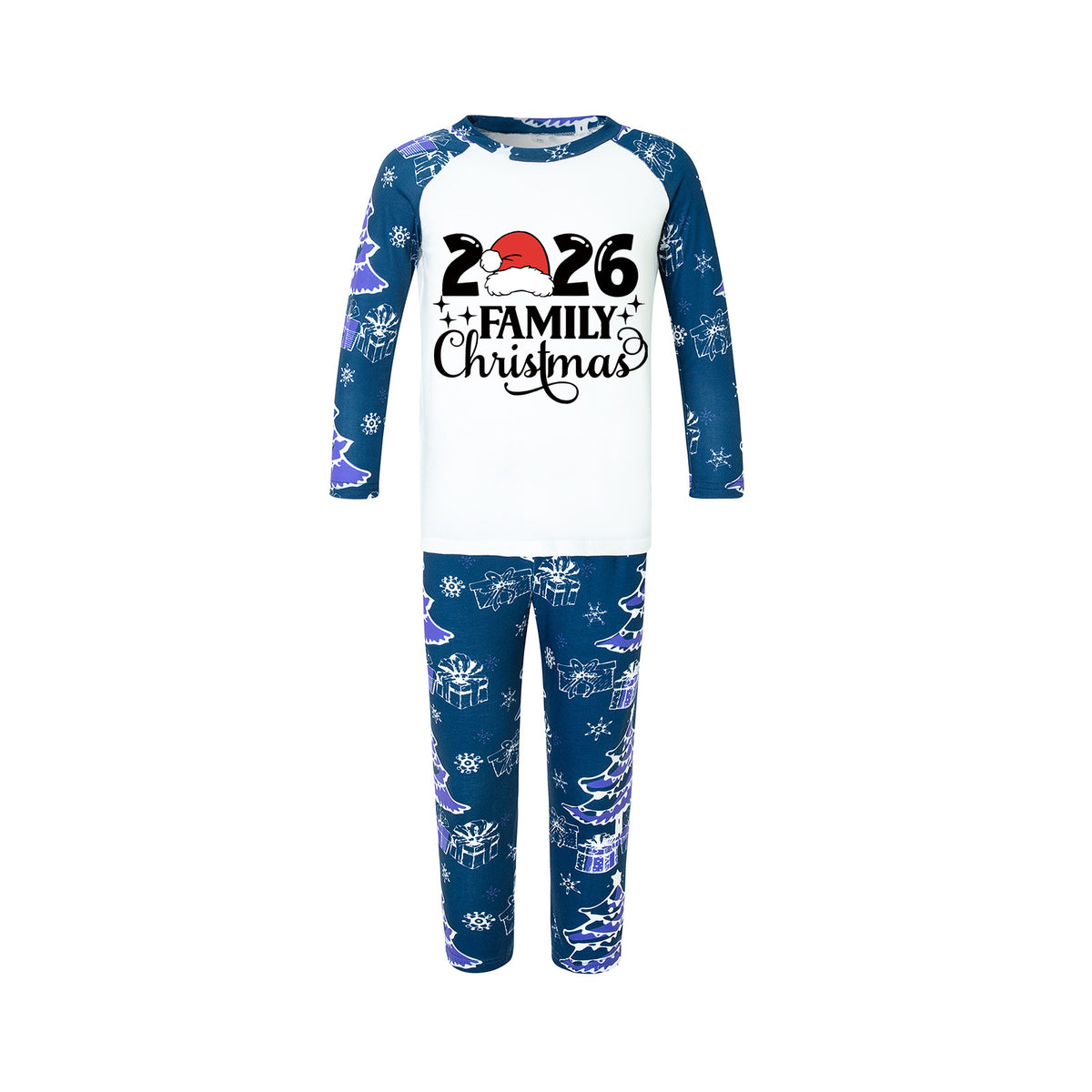 Christmas Pajamas 2026 Family Christmas Santa Hat Black Typography Matching Family Sleepwear CHP-138