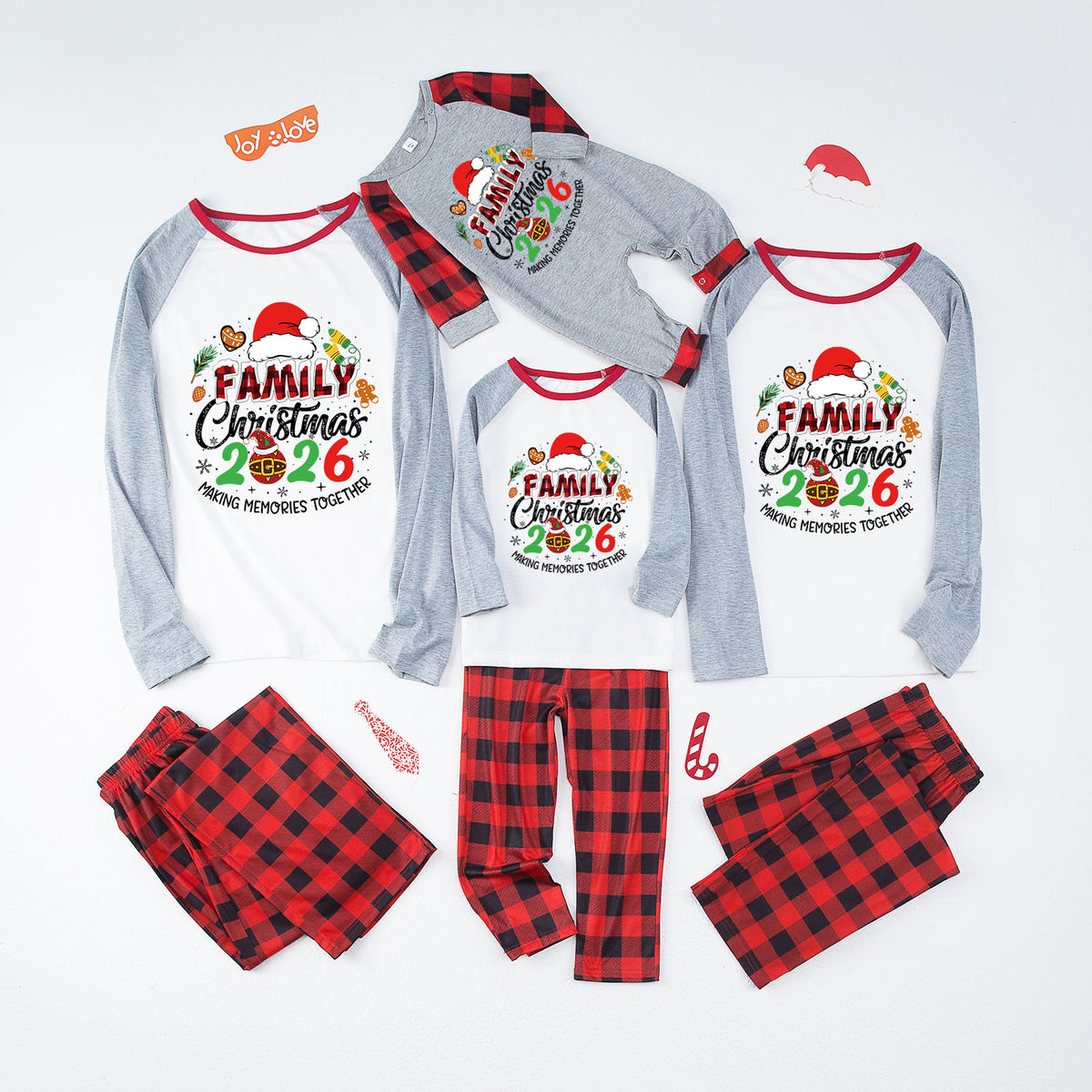 Christmas Pajamas Santa Hat Gingerbread Print Matching Family Christmas Photoshoot Outfit Christmas Sleepwear CHP-107