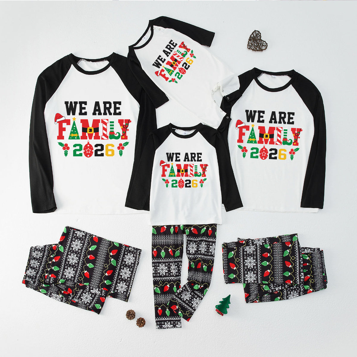 Christmas Pajamas We Are Family 2026 Print Matching Family Photoshoot Sleepwear CHP-121