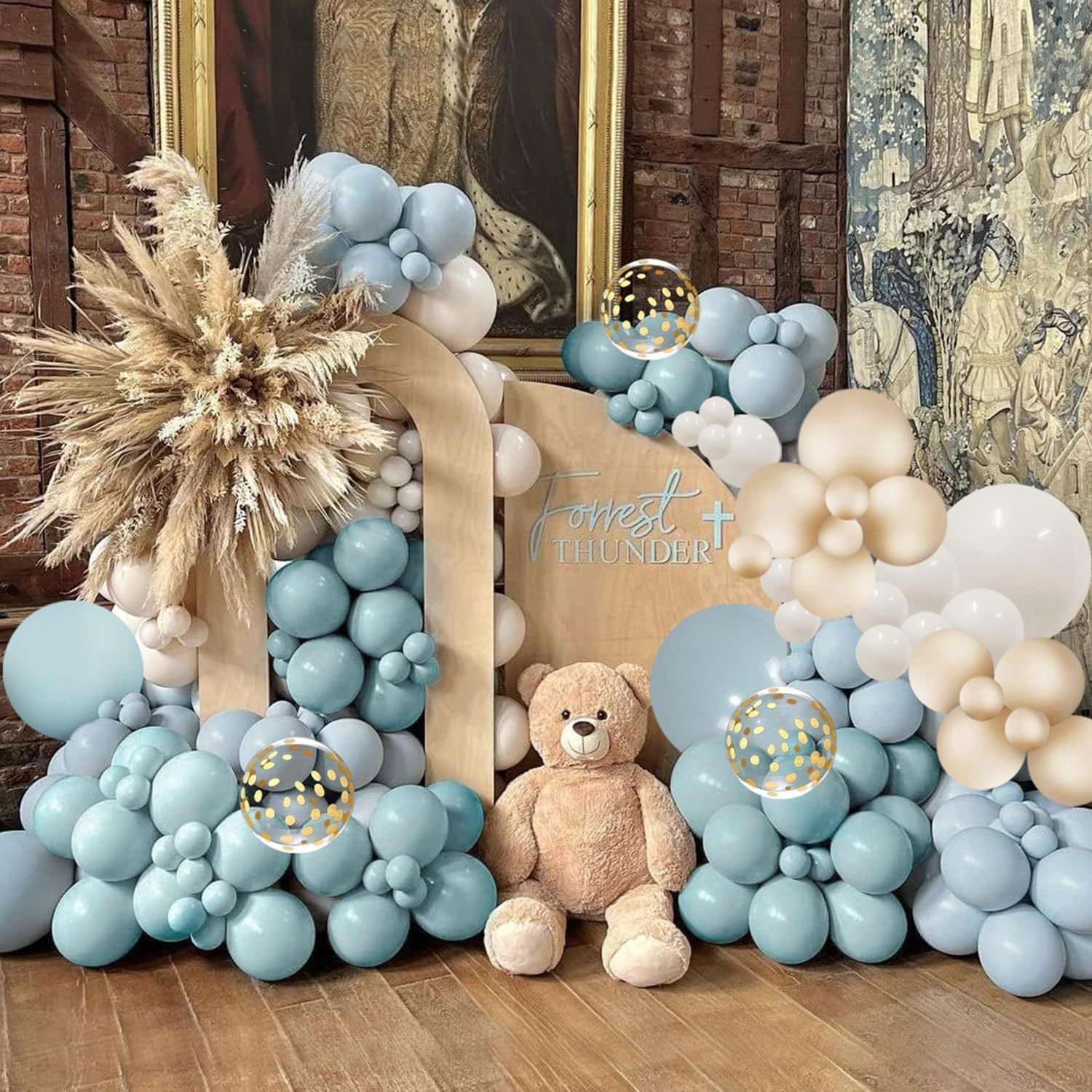 Matte Vintage Blue Baby Shower Ocean Birthday Party Decoration Balloon Garland BA43