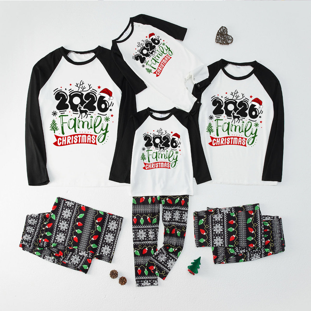 Christmas Pajamas 2026 Reindeer Family Christmas Print Matching Family Photoshoot Sleepwear CHP-119
