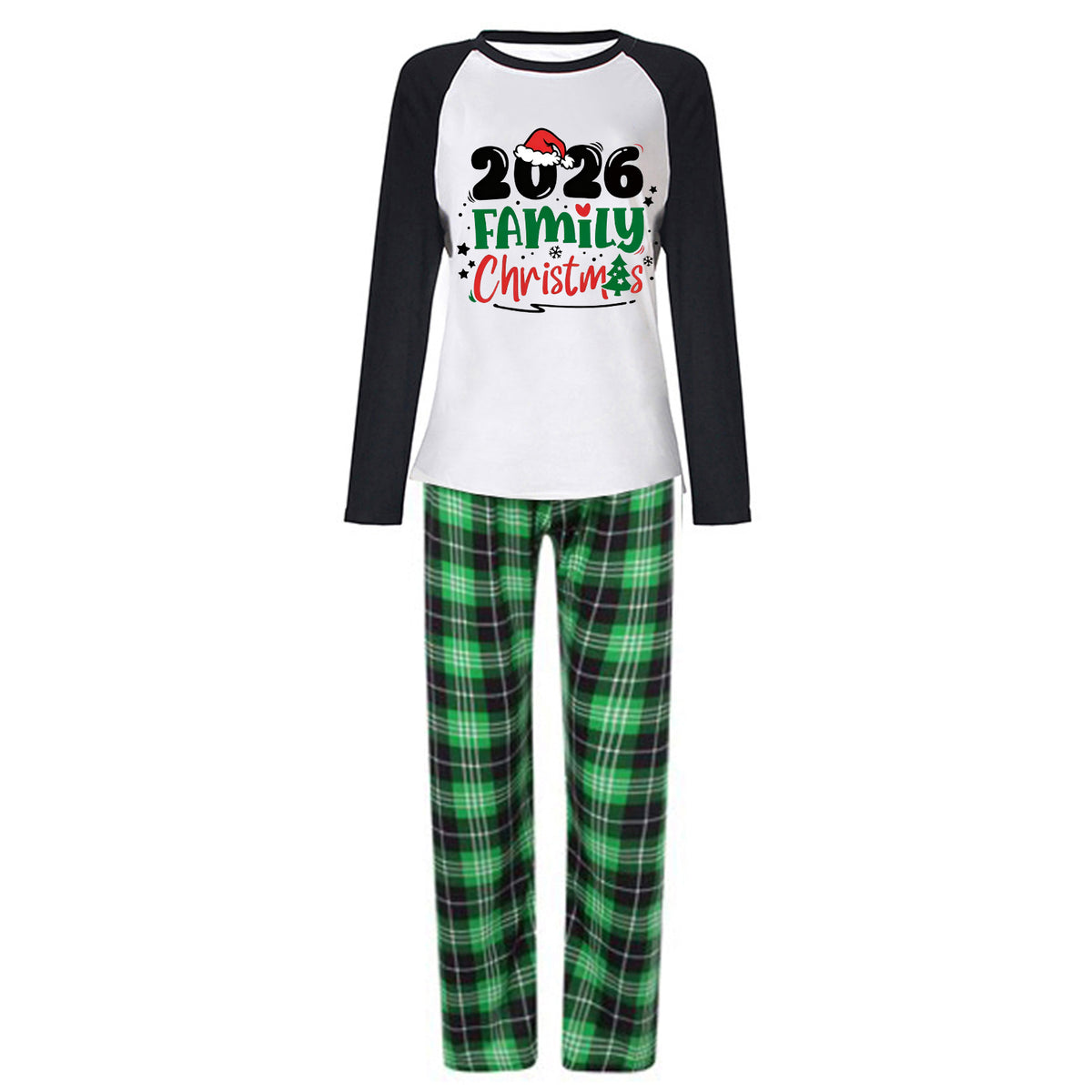 Holiday Matching Pajamas Bold Green Family Typography Christmas Plaid Pajamas CHP-67