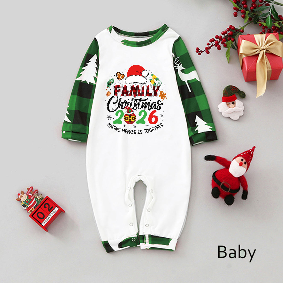 Christmas Pajama Set Santa Gingerbread Print Christmas Nightwear CHP-2