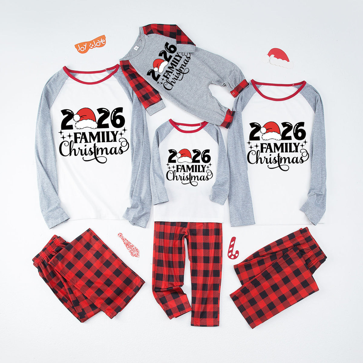 Christmas Pajamas 2026 Family Christmas Santa Hat Typography Family Photo Outfit Christmas Sleepwear CHP-108
