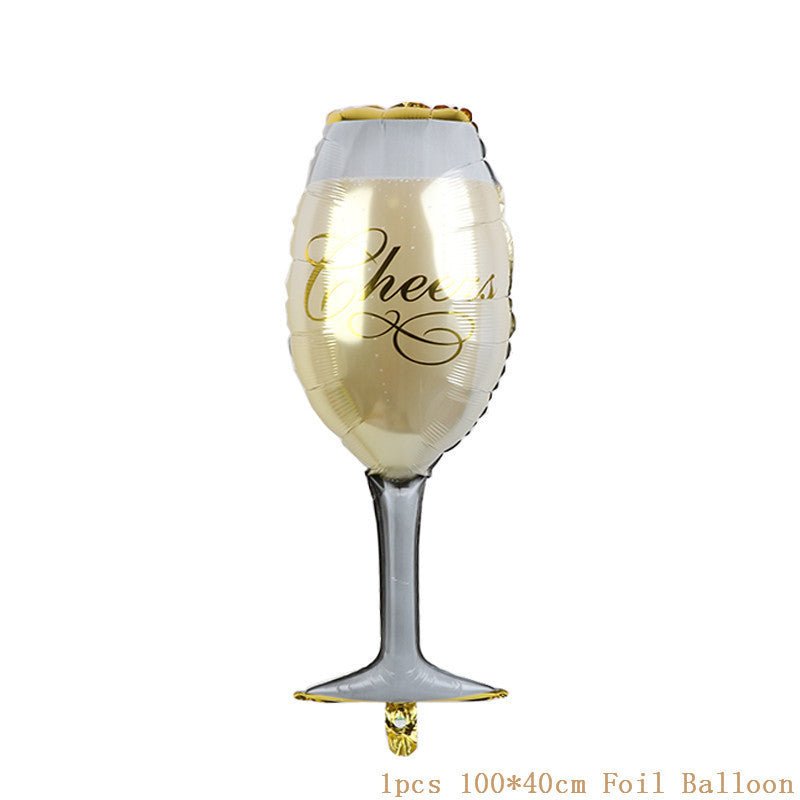 Birthday Party Aluminium Film Balloon Wine Glasses Adult dinner atmosphere decoration BA30