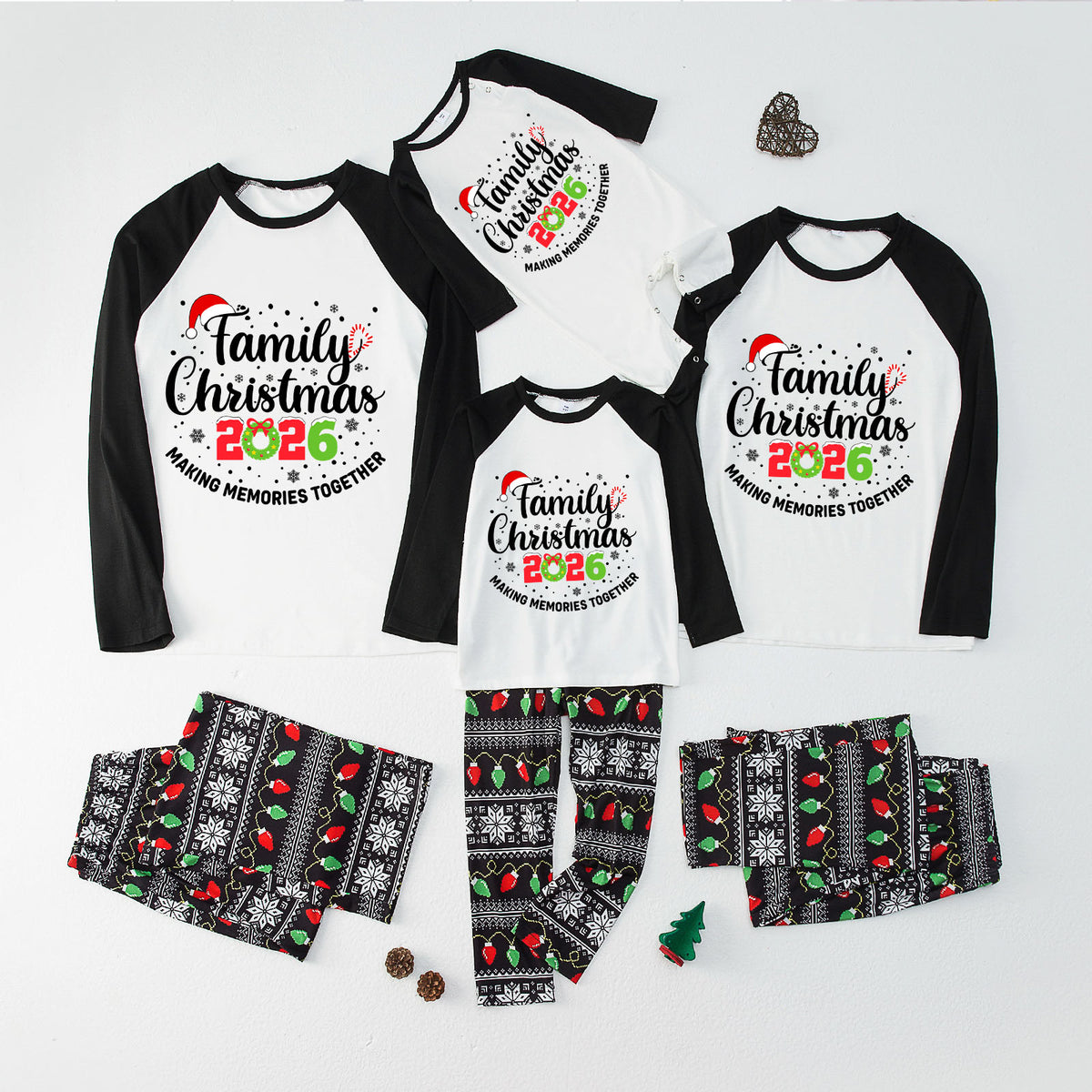 Christmas Pajamas Family Christmas 2026 Candy Cane Letter Print Matching Family Photoshoot Sleepwear CHP-124