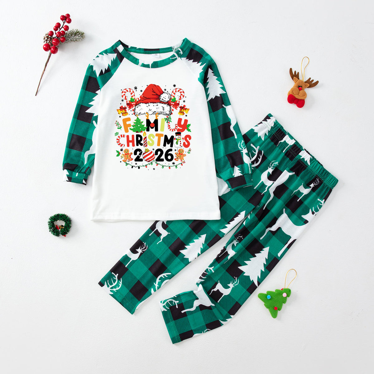 Christmas Family Pajamas Hat Candy Cane Print Santa Christmas Pajamas CHP-8