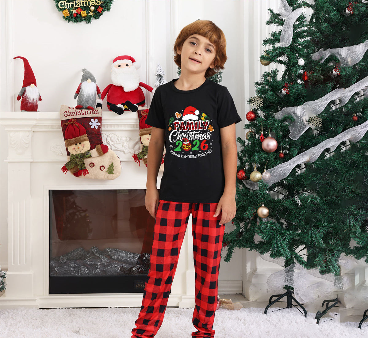 Gingerbread Christmas Pajamas Santa Hat Ornaments Dad and Kids Christmas Pajamas CHP-30