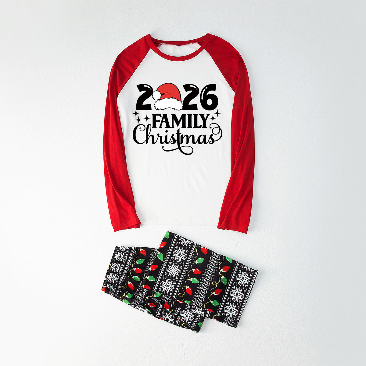 Christmas Pajamas 2026 Family Christmas Santa Hat Elegant Letter Print Matching Family Sleepwear CHP-127