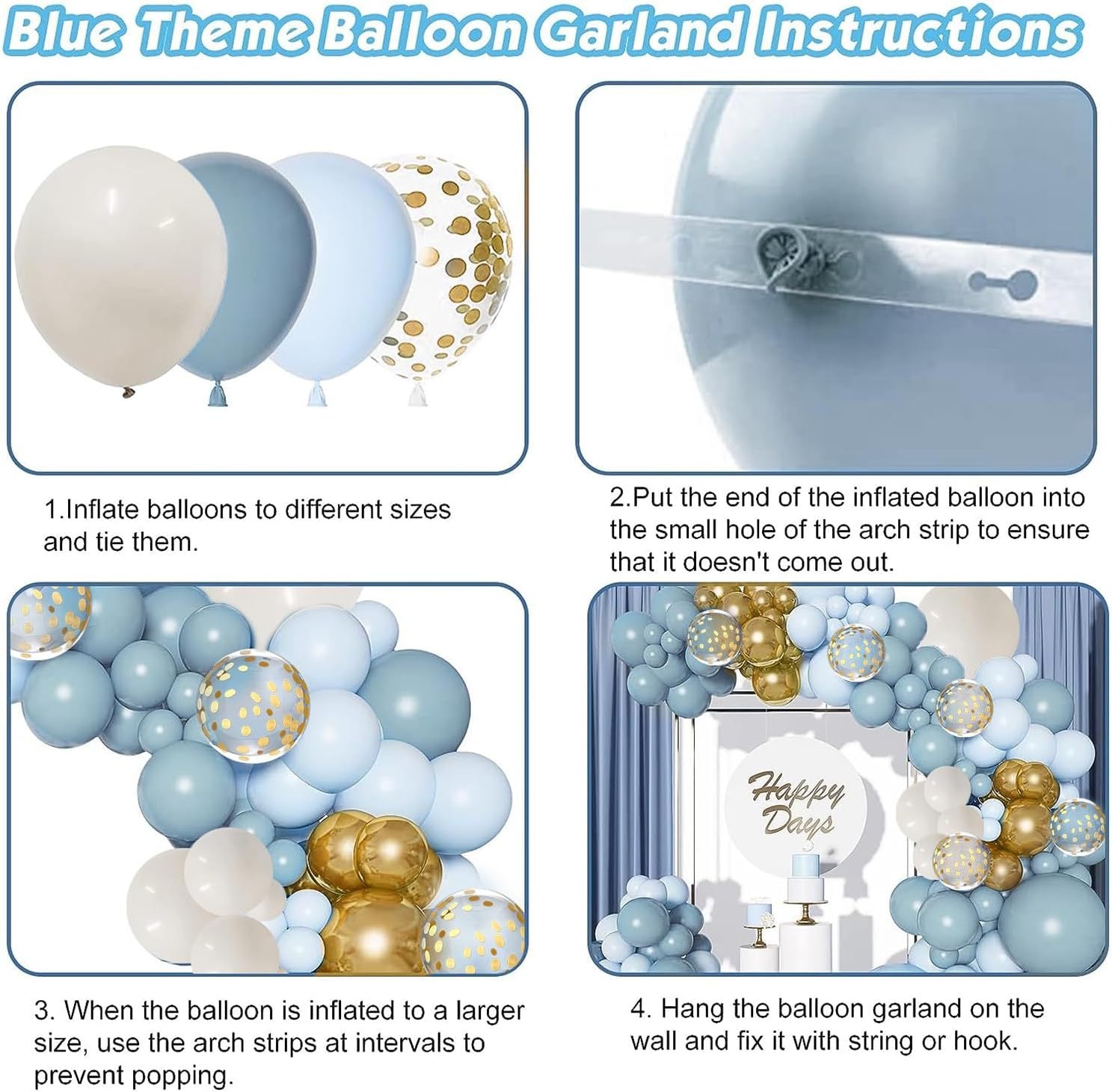 Matte Vintage Blue Baby Shower Ocean Birthday Party Decoration Balloon Garland BA43