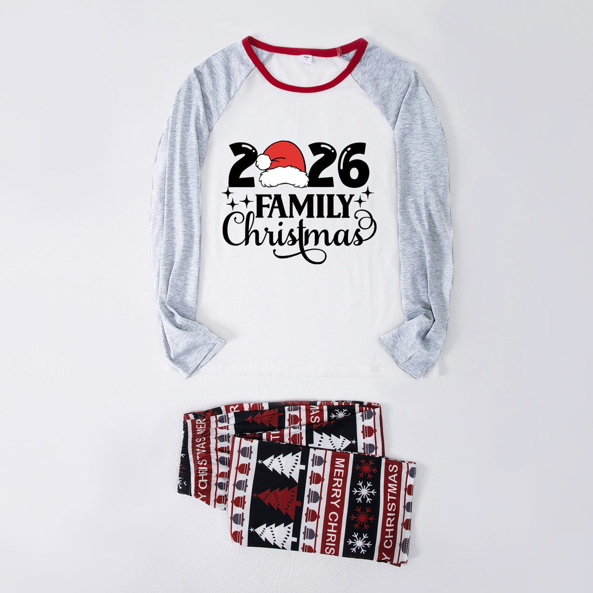 Matching Christmas Pajamas Santa Hat Family Script Christmas Photo Session Outfits CHP-57