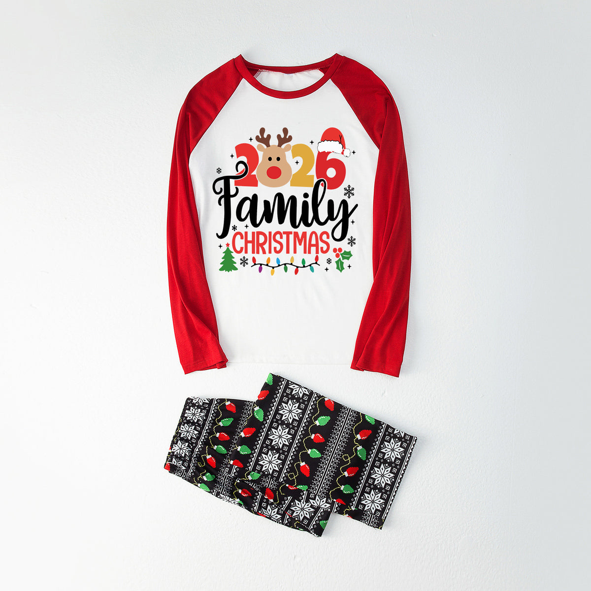 Christmas Pajamas 2026 Family Christmas Reindeer Face Print Matching Family Sleepwear CHP-128
