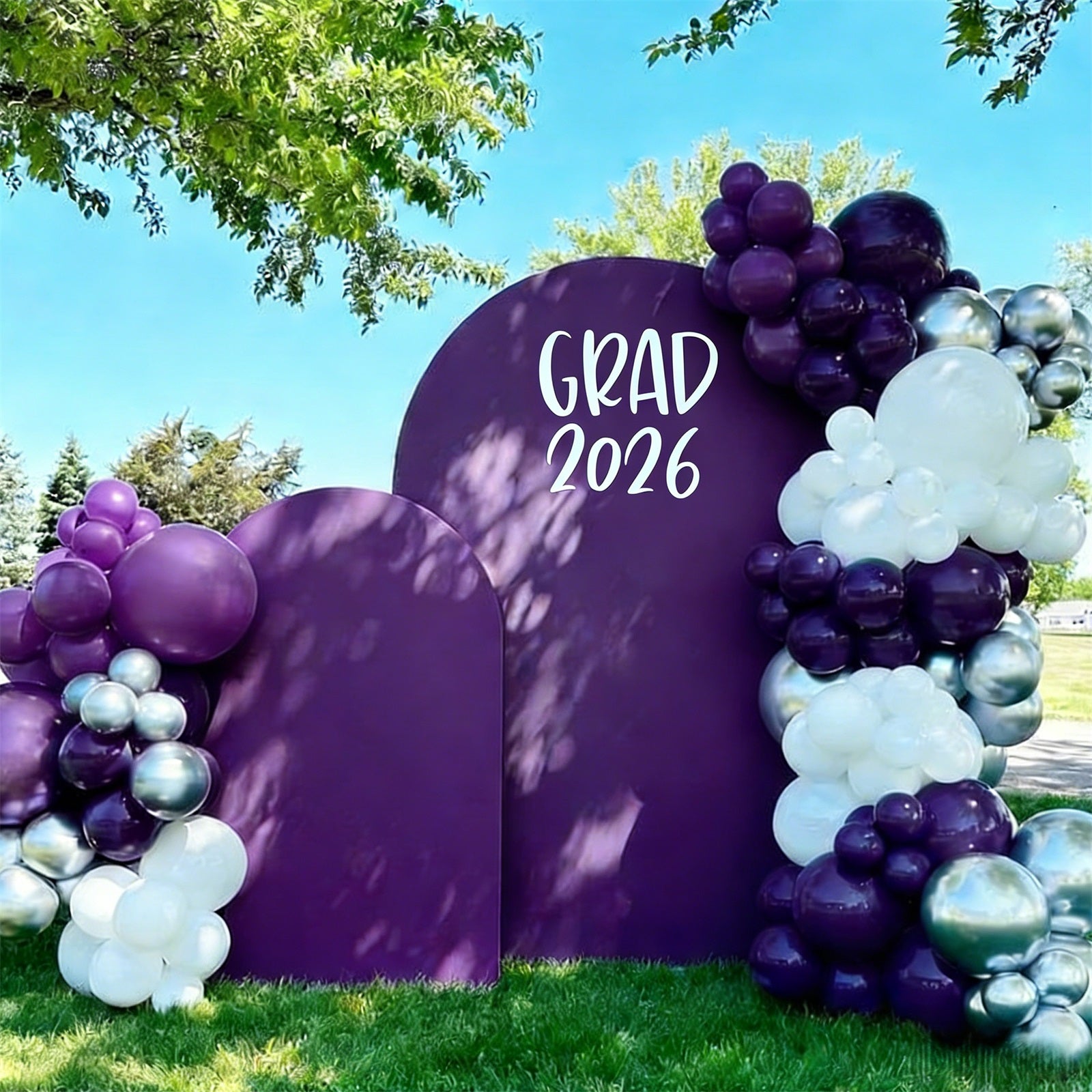 Graduation Backdrop 2026 Purple Chiara Backdrop Set For School Party