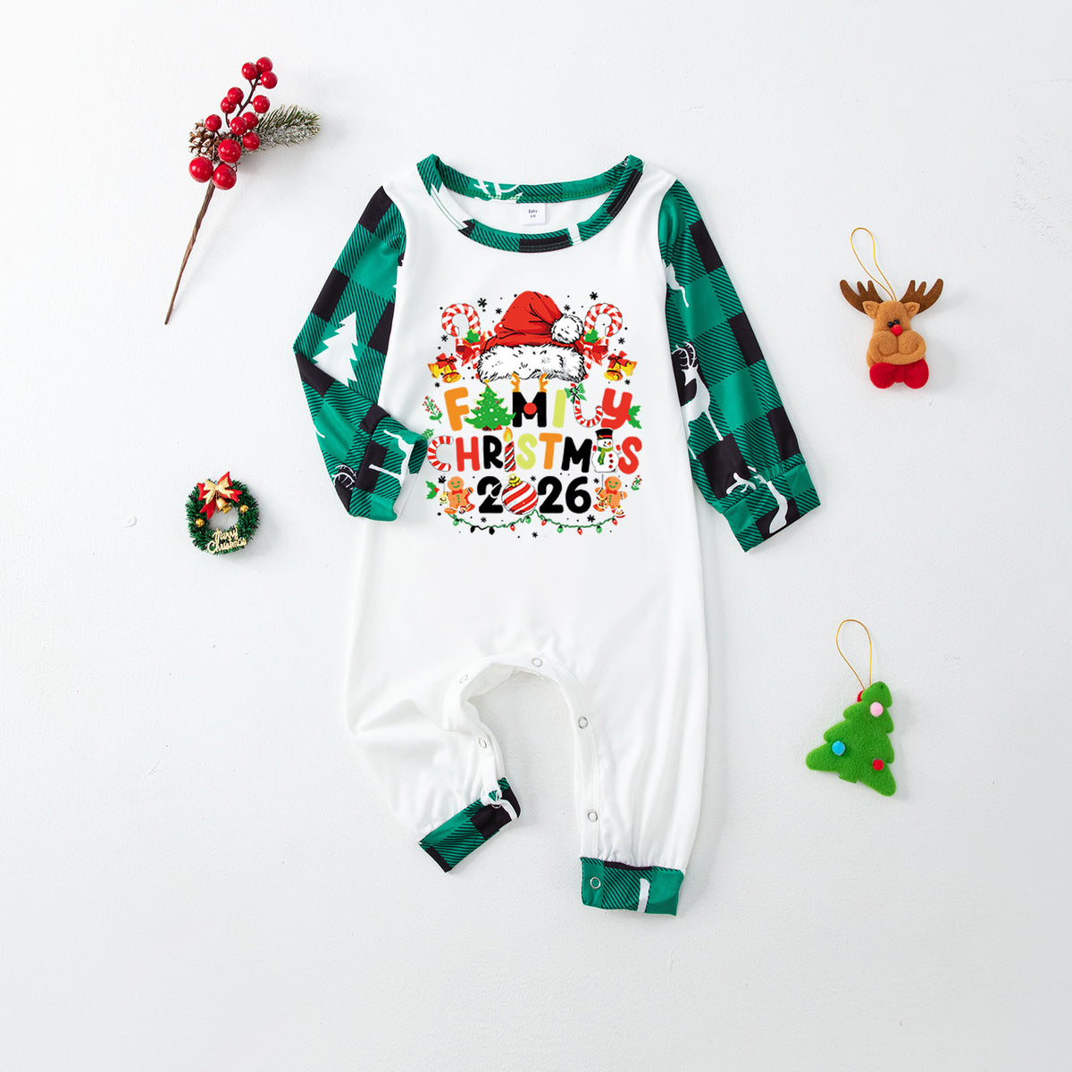 Christmas Family Pajamas Hat Candy Cane Print Santa Christmas Pajamas CHP-8