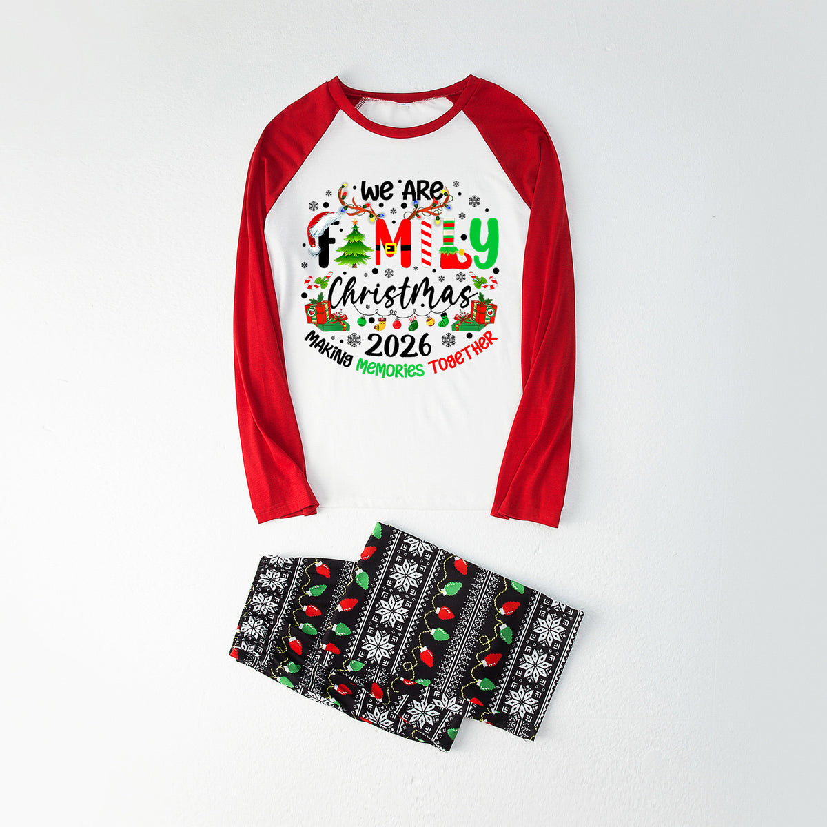 Christmas Pajamas We Are Family 2026 Christmas Lights Gift Print Matching Family Sleepwear CHP-133