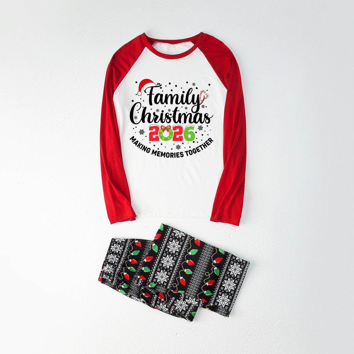 Christmas Pajamas Family Christmas 2026 Wreath Candy Cane Santa Hat Matching Family Sleepwear CHP-135