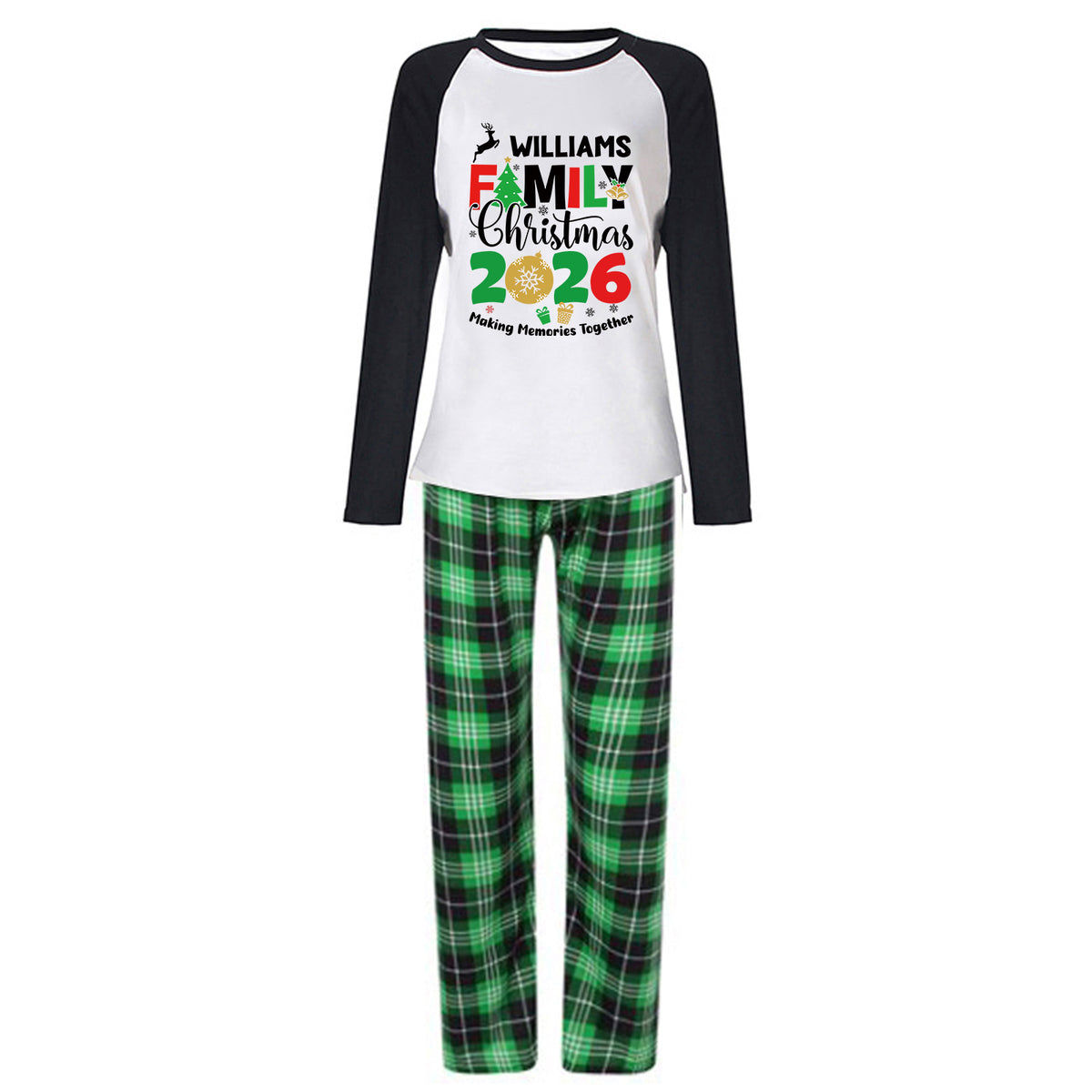 Christmas Plaid Pajamas Family Year Typography Christmas Pajamas for Family Photos CHP-69