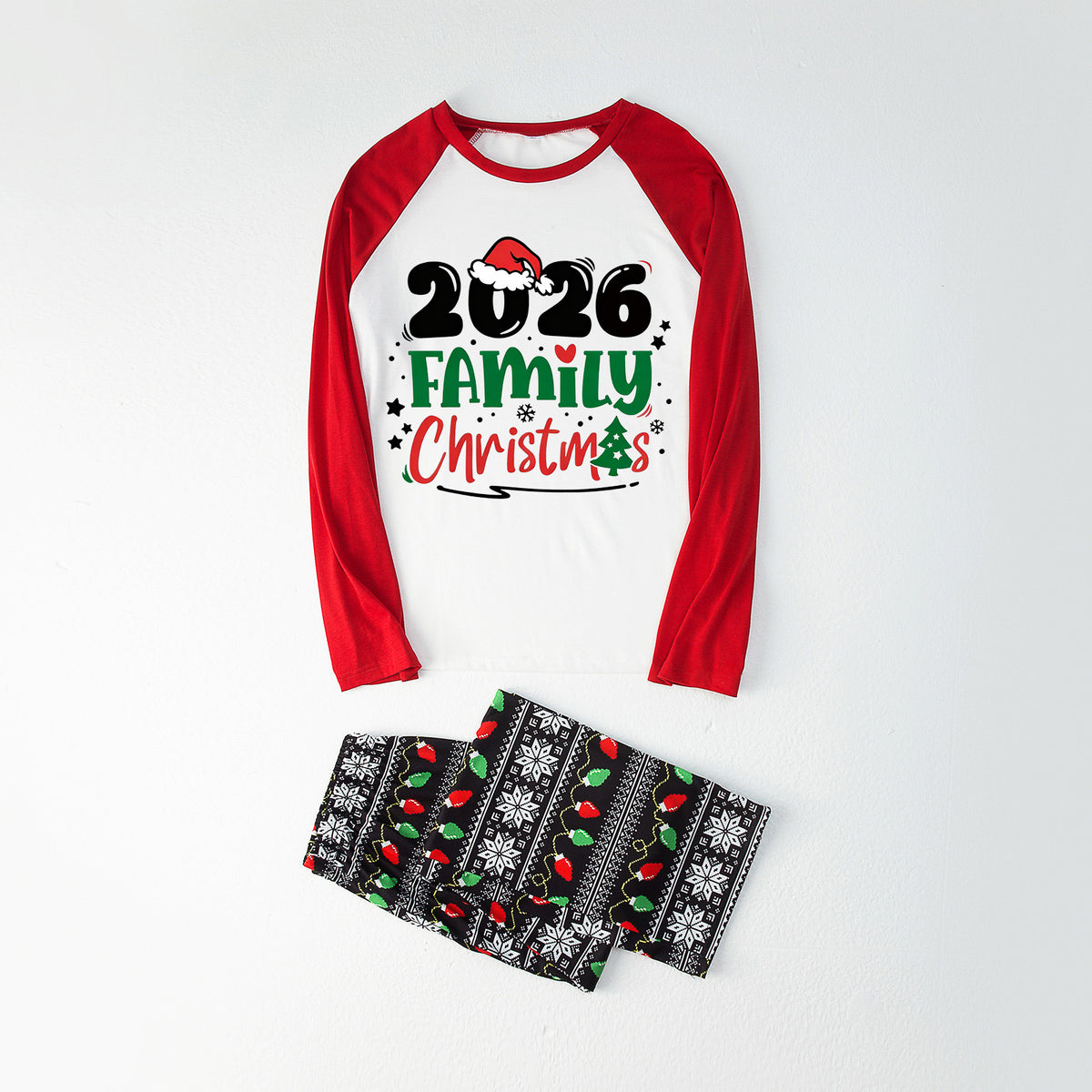 Christmas Pajamas 2026 Family Christmas Santa Hat Tree Letter Print Matching Family Sleepwear CHP-129