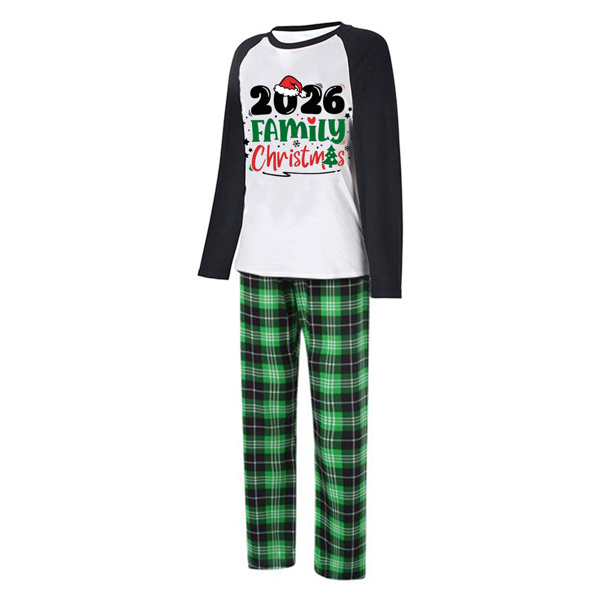 Holiday Matching Pajamas Bold Green Family Typography Christmas Plaid Pajamas CHP-67