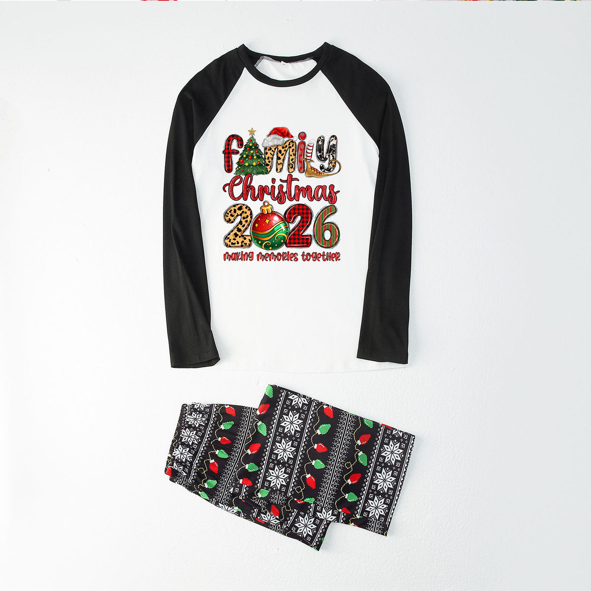 Christmas Pajamas Family Christmas 2026 Mixed Pattern Letter Print Matching Family Photoshoot Sleepwear CHP-123