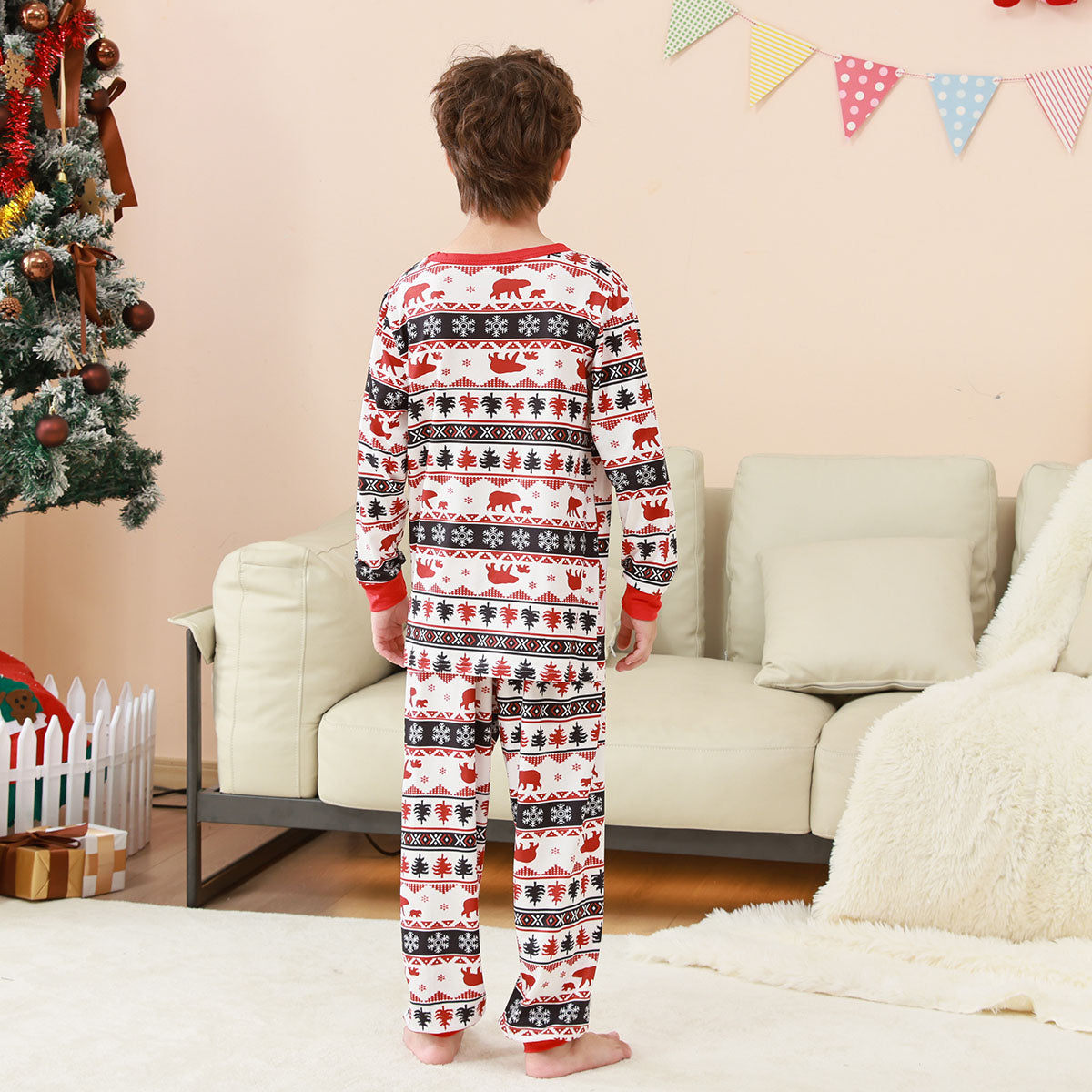 Christmas Plaid Pajamas Nordic Bear Tree Snowflake Christmas Photo Session Outfits CHP-79