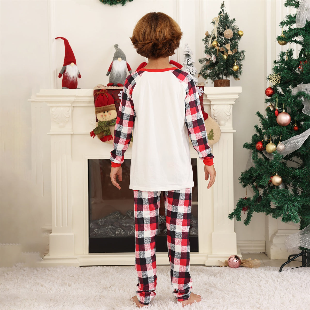 Christmas Long Sleeve Pajamas Plaid Tree Family Print Christmas Pajama Set CHP-77