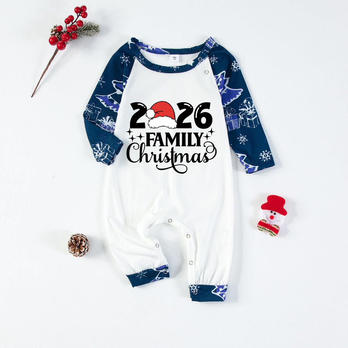 Christmas Pajamas 2026 Family Christmas Santa Hat Black Typography Matching Family Sleepwear CHP-138