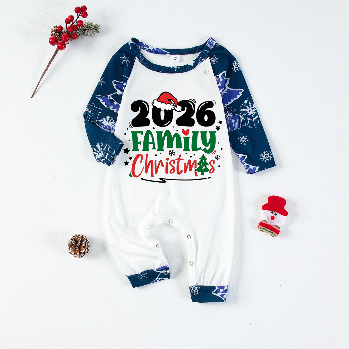 Christmas Pajamas 2026 Family Christmas Red Green Lettering Santa Hat Matching Family Sleepwear CHP-139