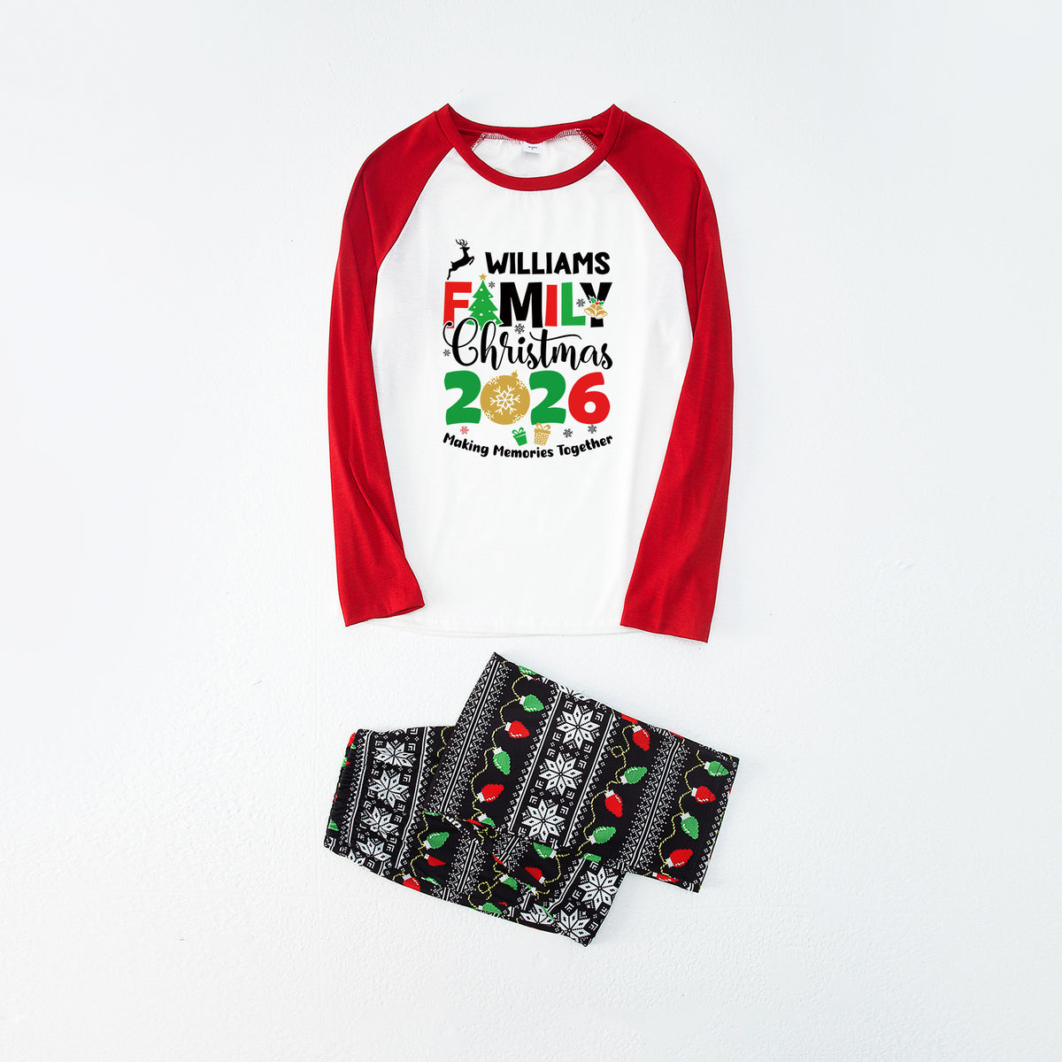 Christmas Pajamas Williams Family 2026 Reindeer Tree Graphic Matching Family Sleepwear CHP-131