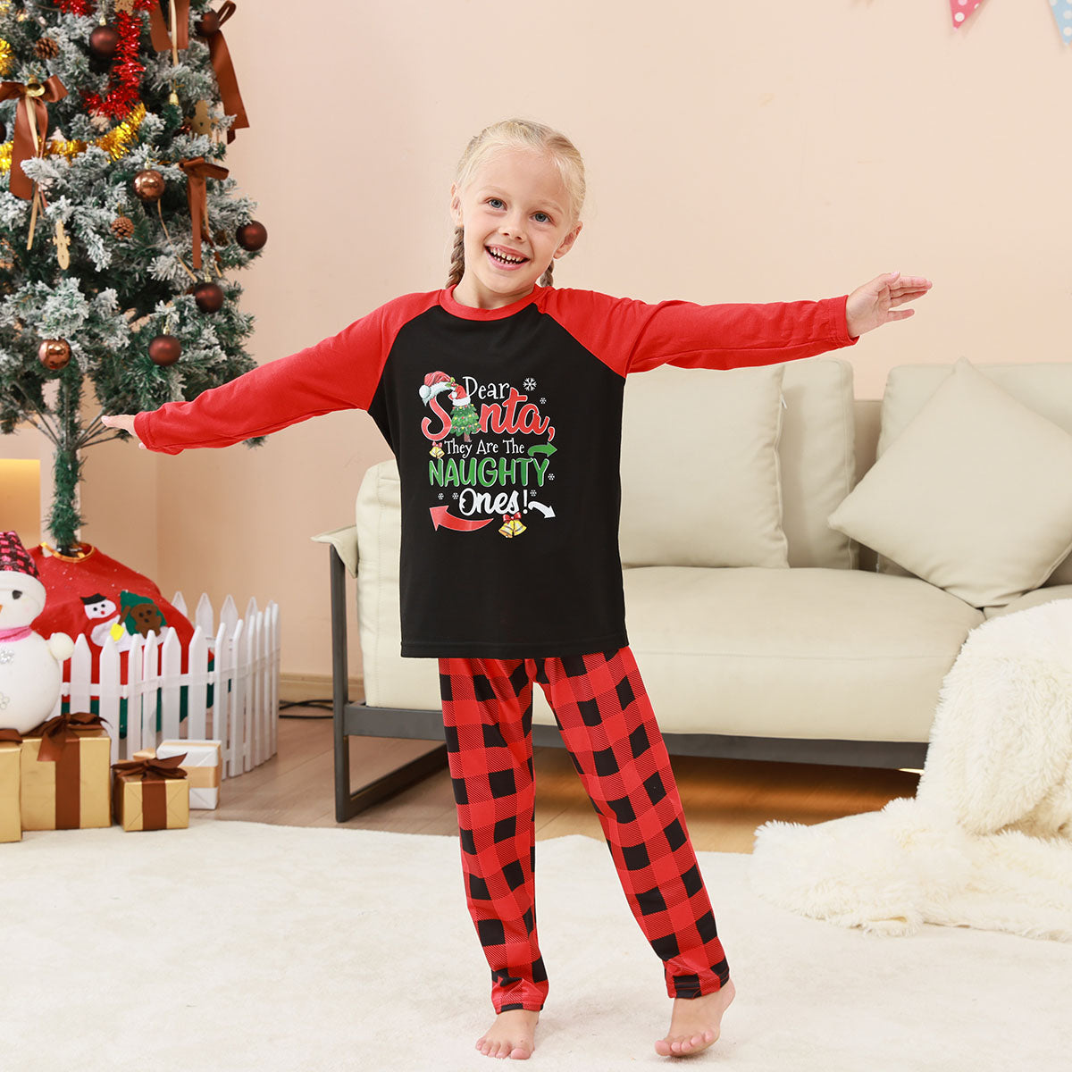 Matching Christmas Pajamas Naughty Santa Red Plaid Print Christmas Matching Pajamas CHP-86