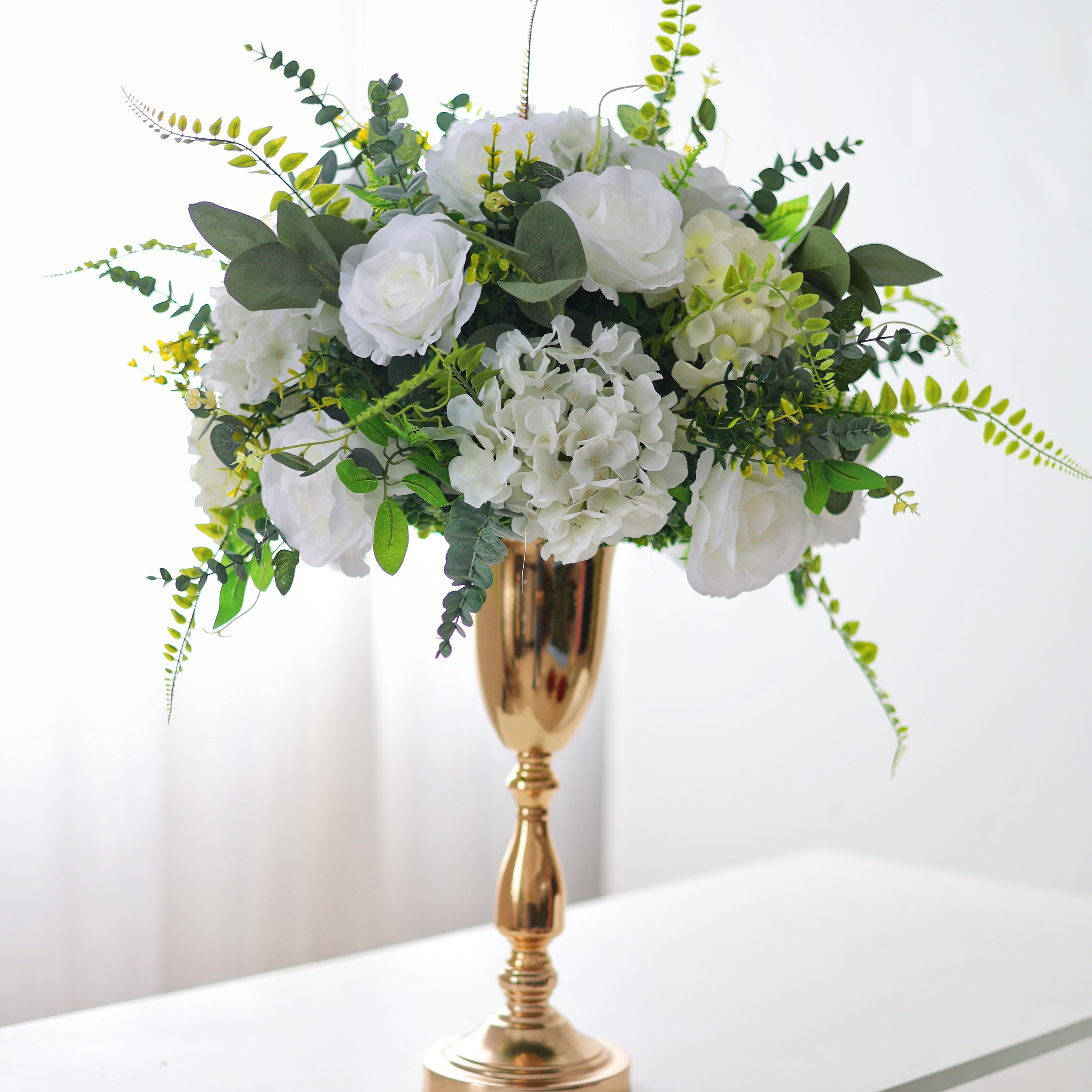 White Fabric Rose Hydrangea Wedding Table Centerpiece Floral Ball AAFC-0085