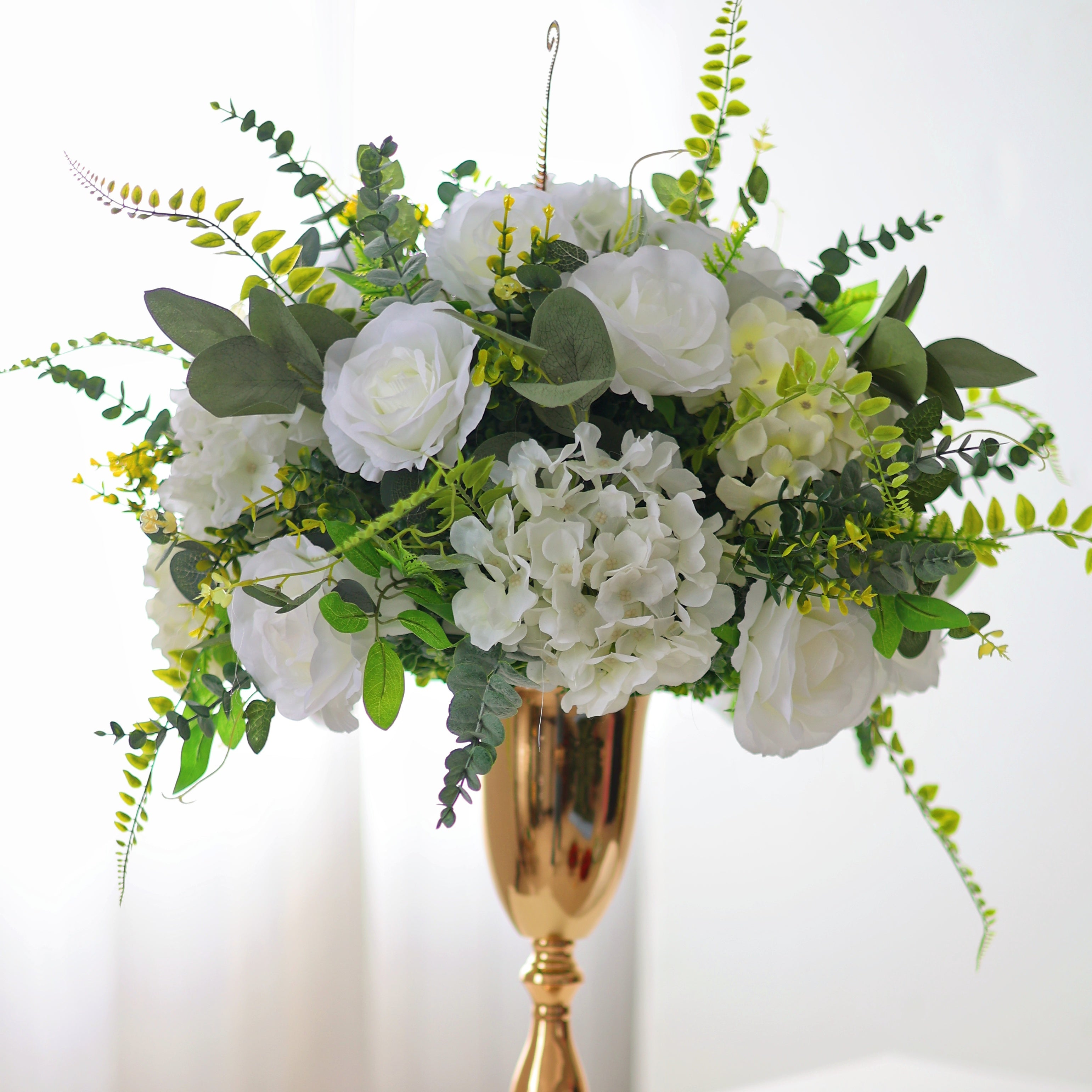White Fabric Rose Hydrangea Wedding Table Centerpiece Floral Ball AAFC-0085