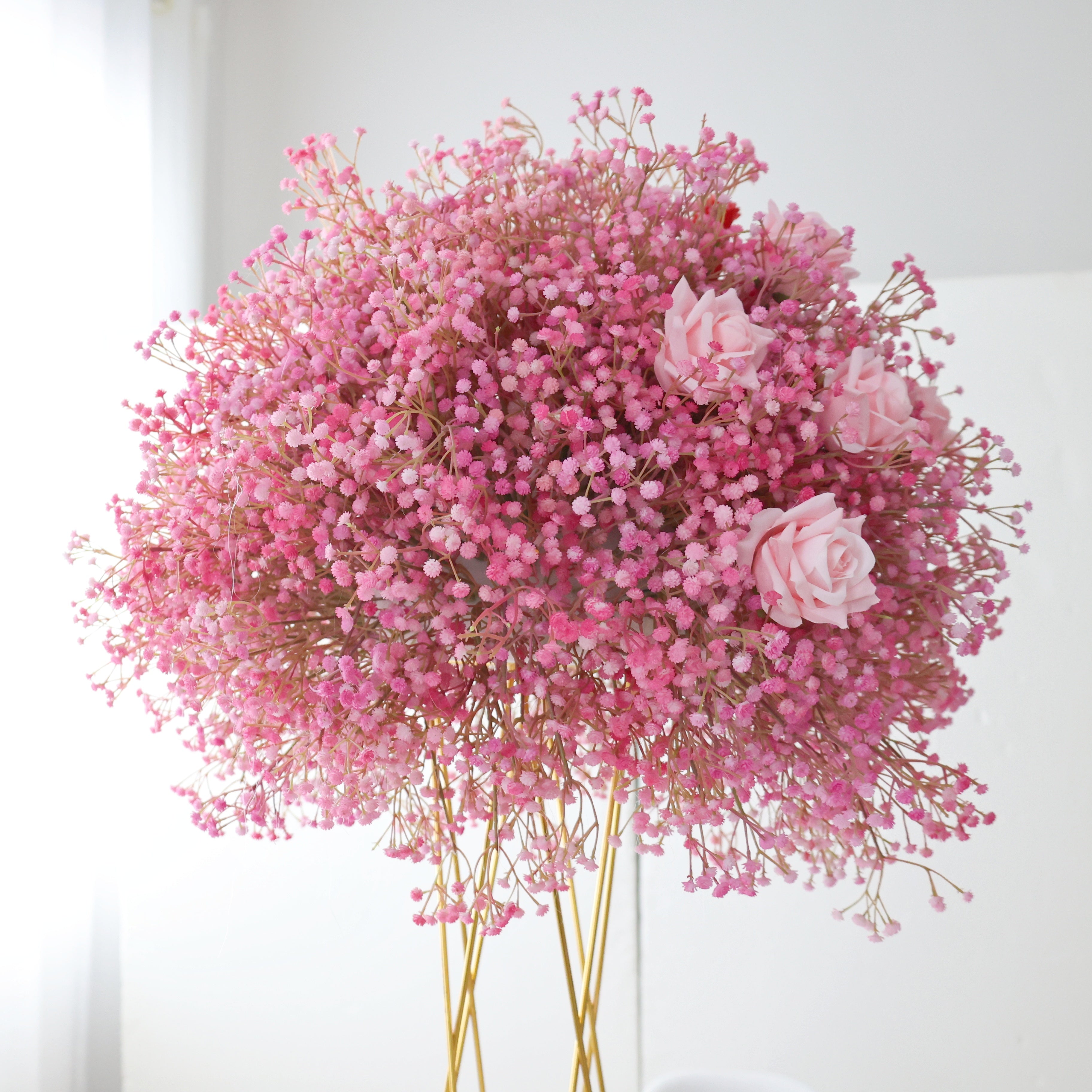 Romantic Pink Baby’s Breath Floral Ball Centerpiece for Wedding Decor AAFC-040