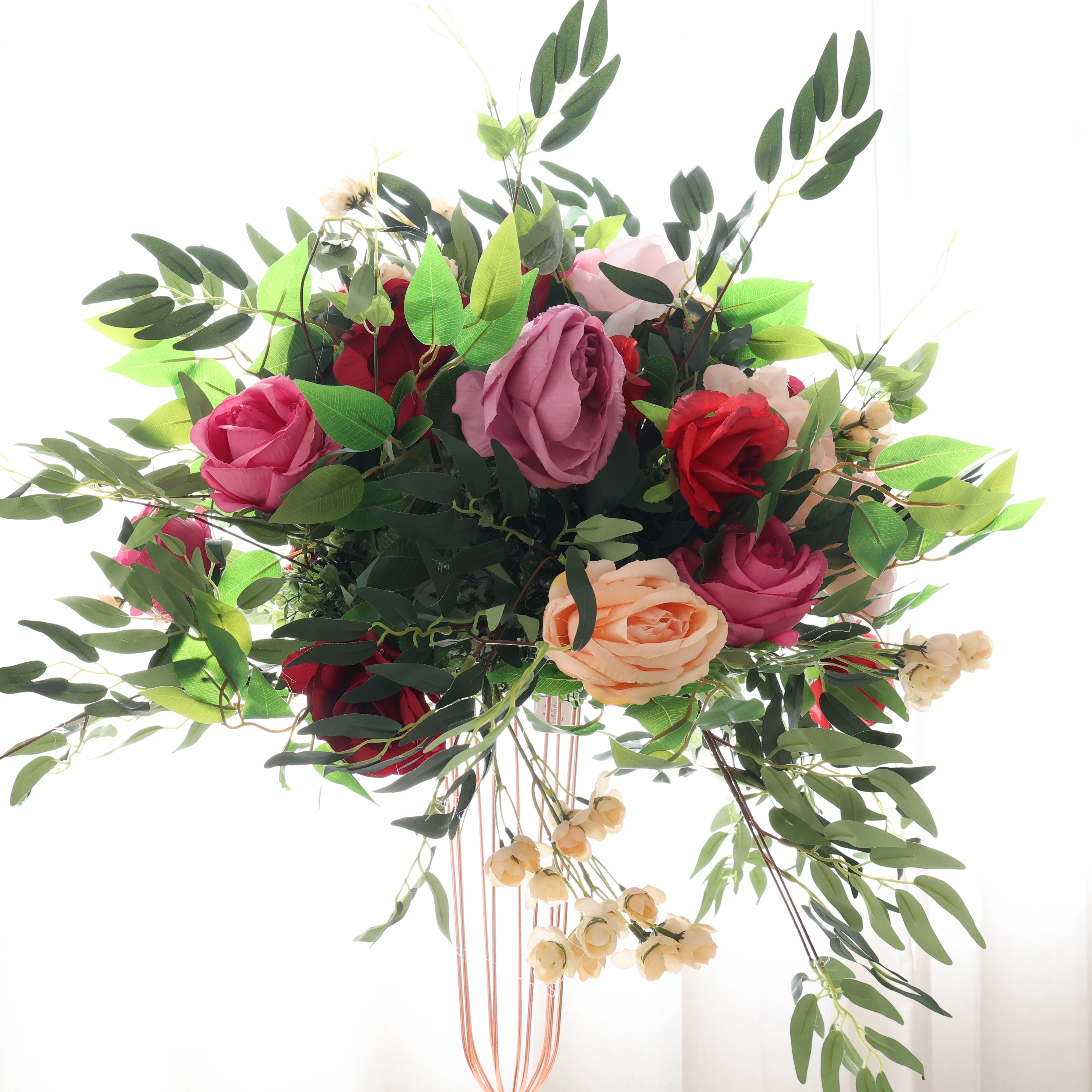 Colorful Silk Rose with Foliage Table Centerpiece Floral Ball AAFC-088