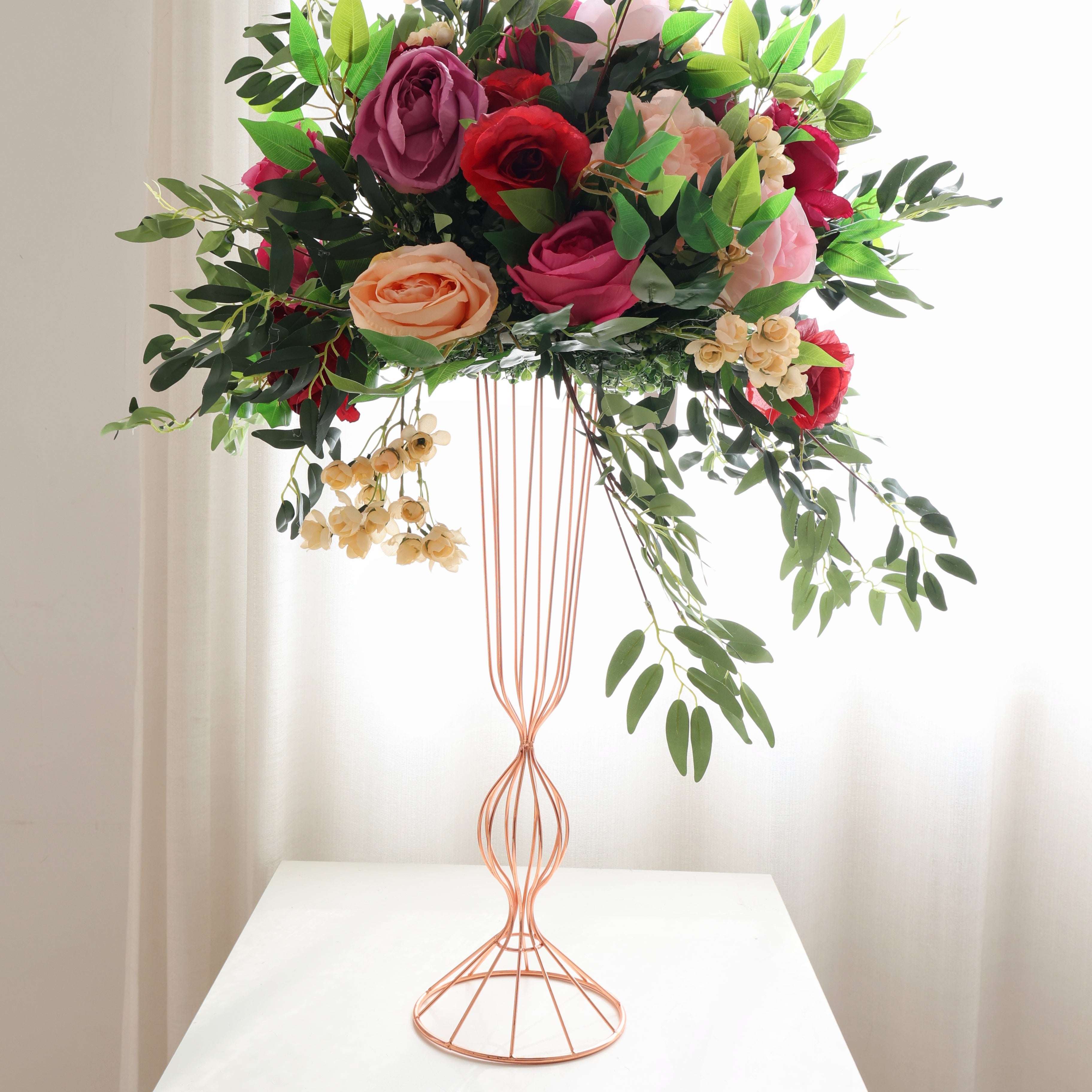 Colorful Silk Rose with Foliage Table Centerpiece Floral Ball AAFC-088