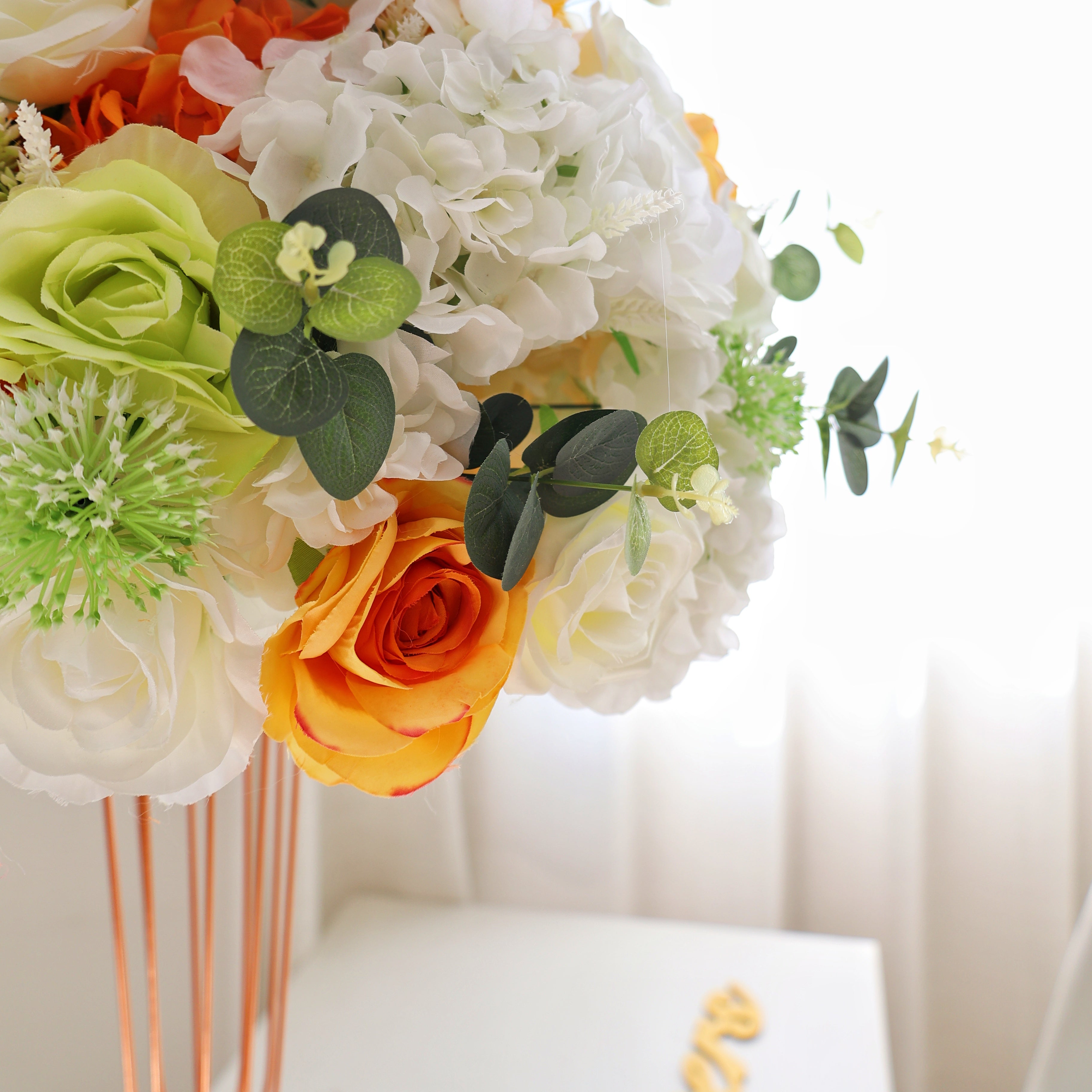 Orange Silk Flower Row Wedding Backdrop Centerpiece Floral Ball AAFC-090
