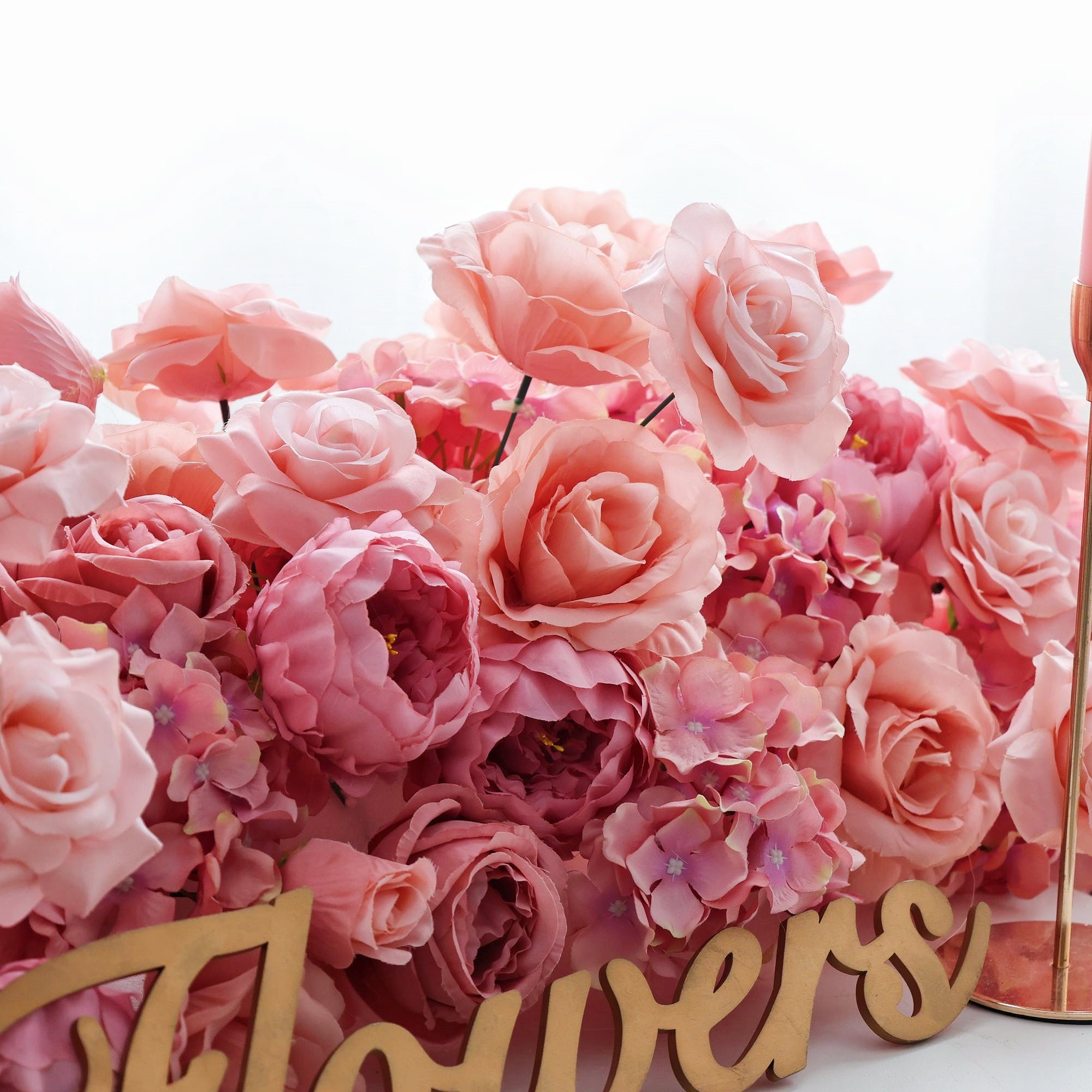 Pink Artificial Rose Flower Runner Wedding Table Decor AAFR-001