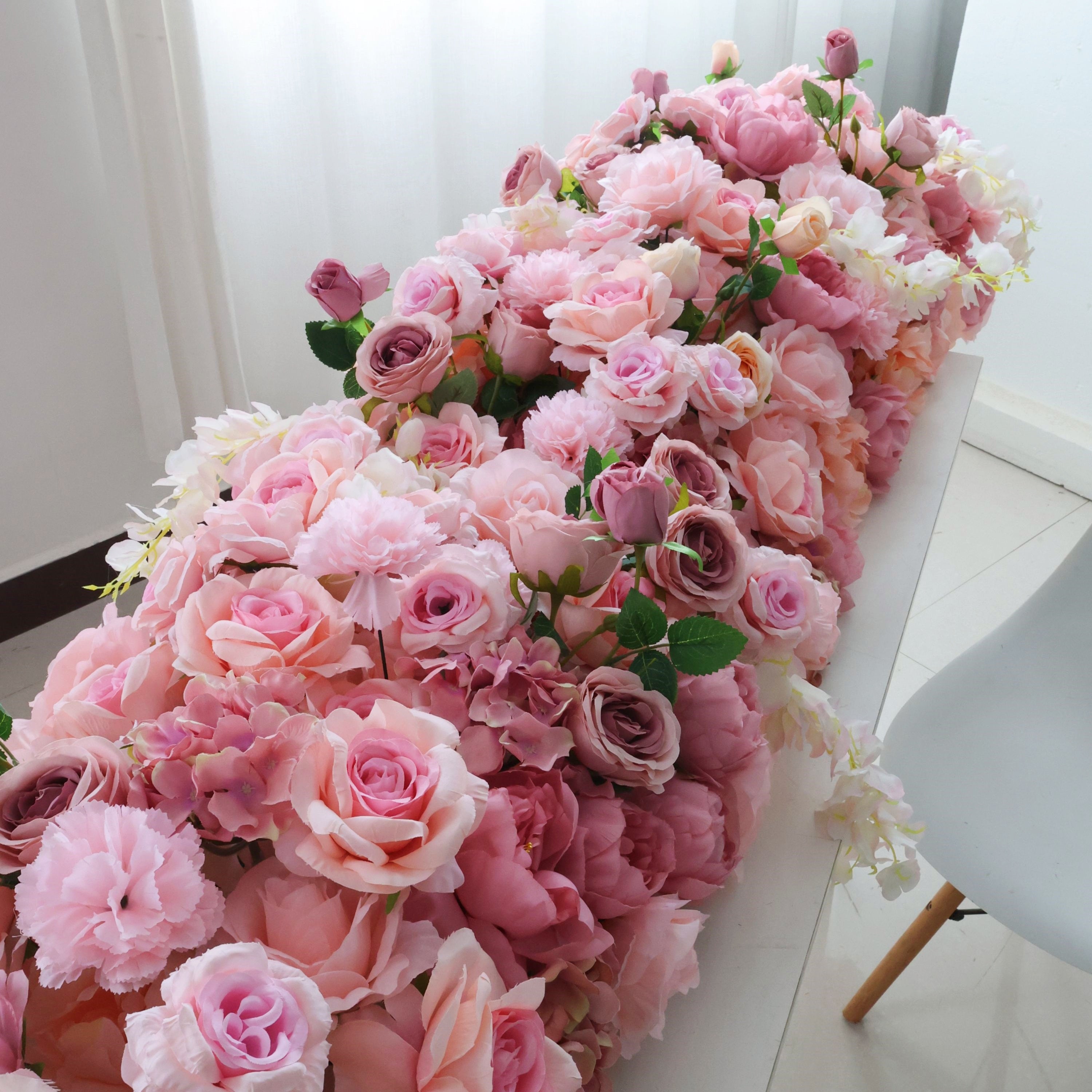 Pink Mixed Artificial Flower Runner Wedding Table Sofa Decor AAFR-049