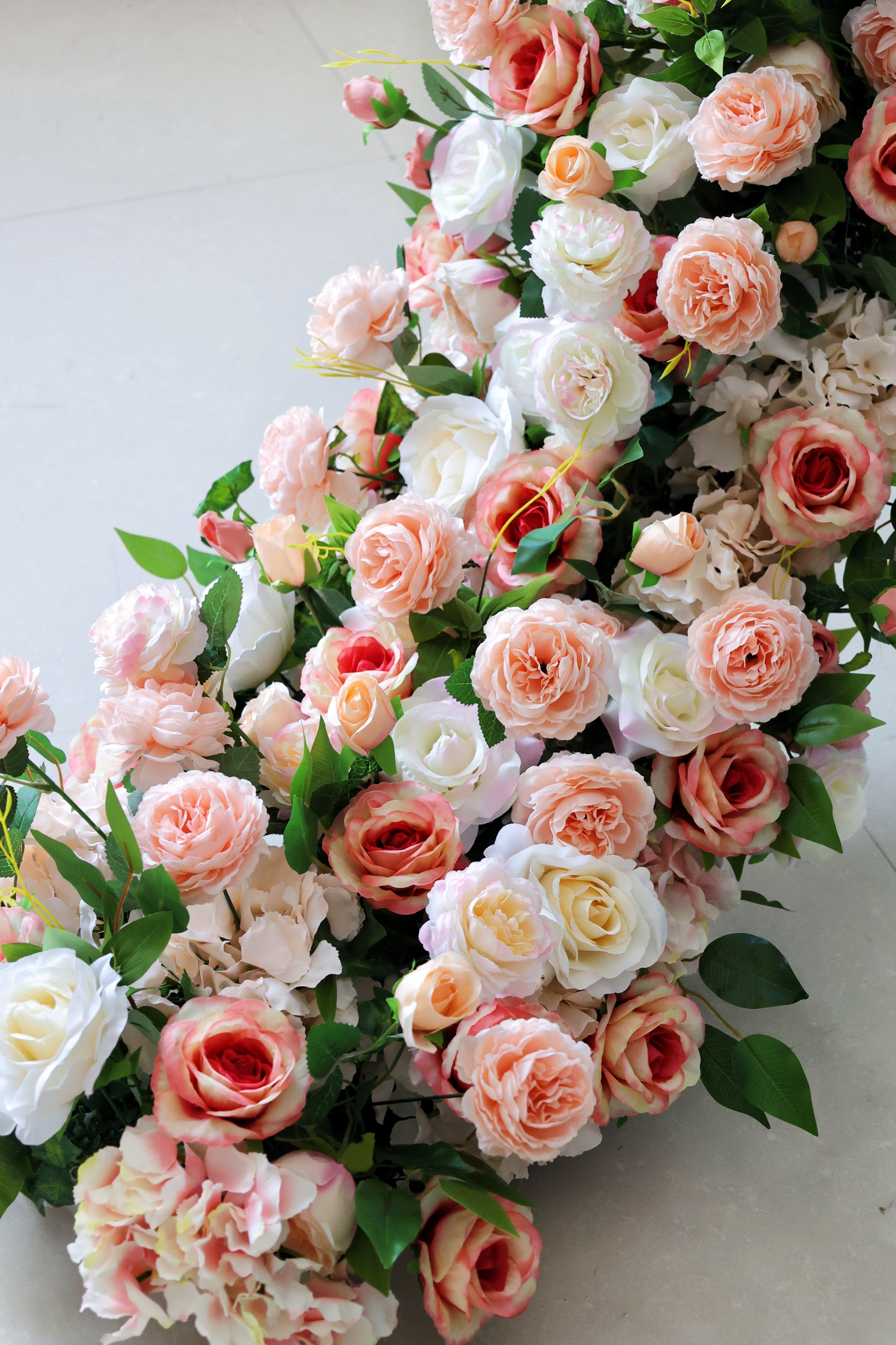 Handmade Pink Mixed Silk Flowers Wedding Table Runner Decor AAFR-066