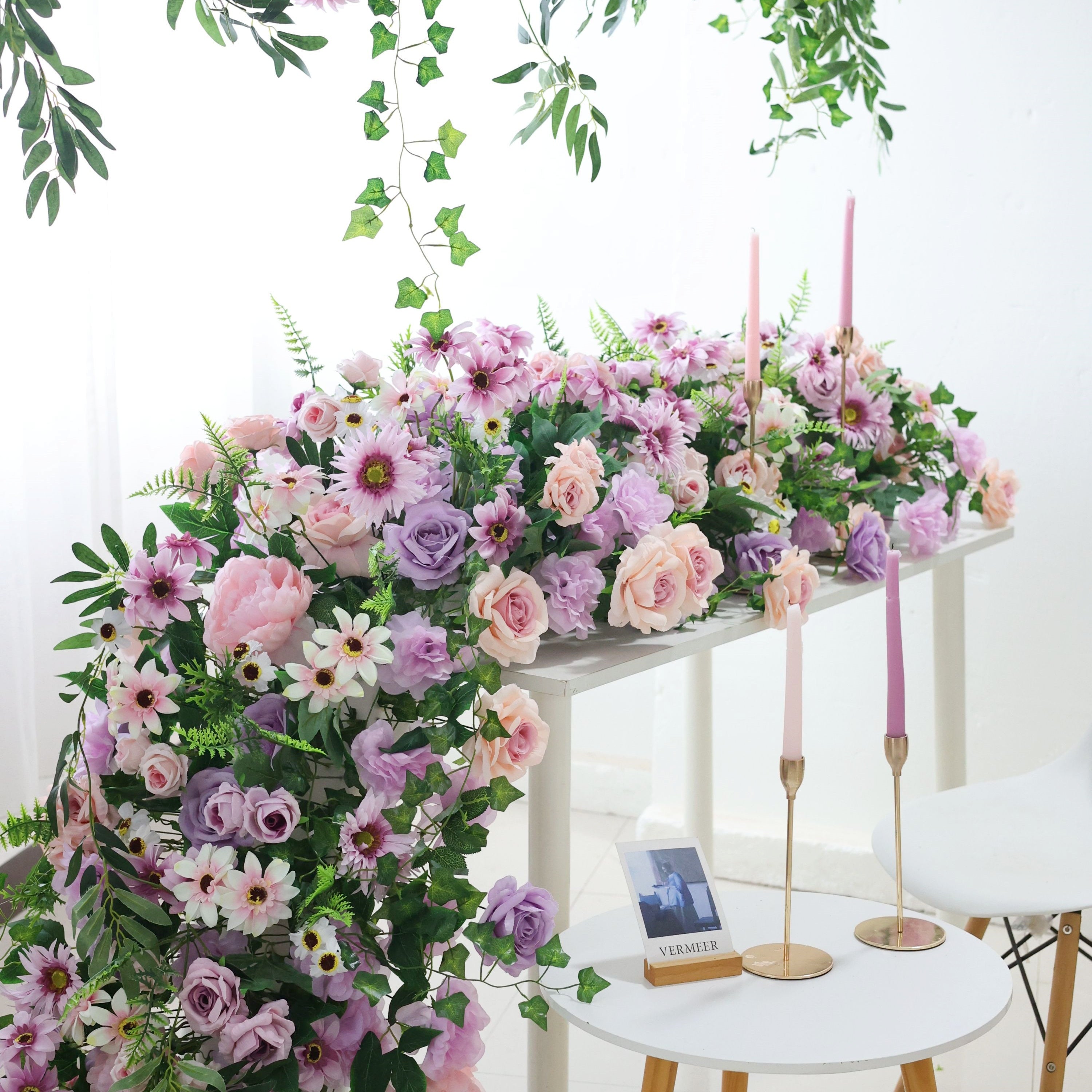 Garden Style Pastel Flower Table Runner for Wedding & Event Decor AAFR-070