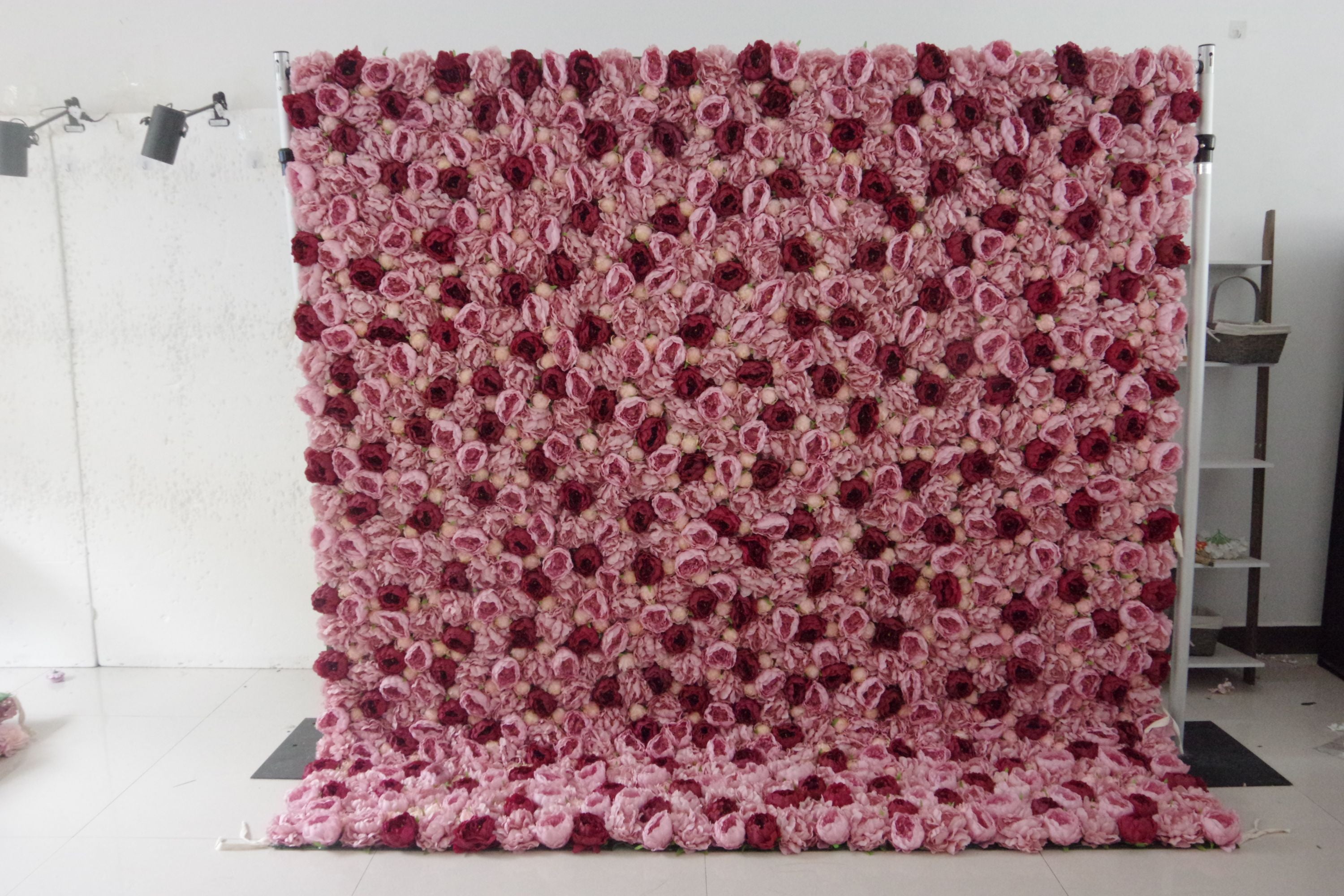 Pink Red Rolled Up 5D Artificial Events Flower Wall AAFW-112