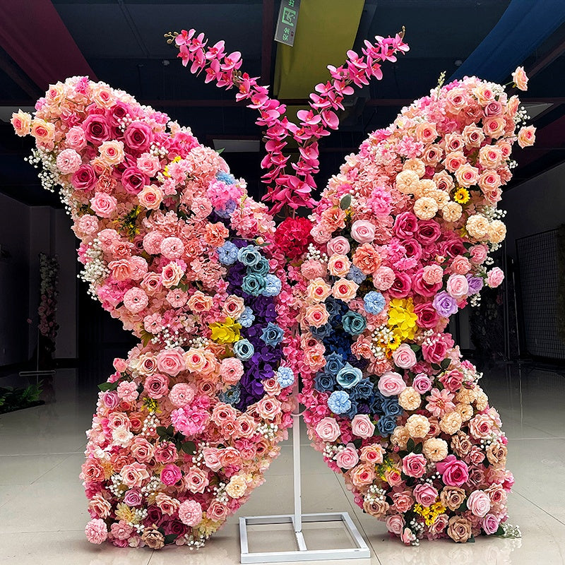 Colorful Butterfly Arch Floral Wall for Wedding Party Decor ABAW-001