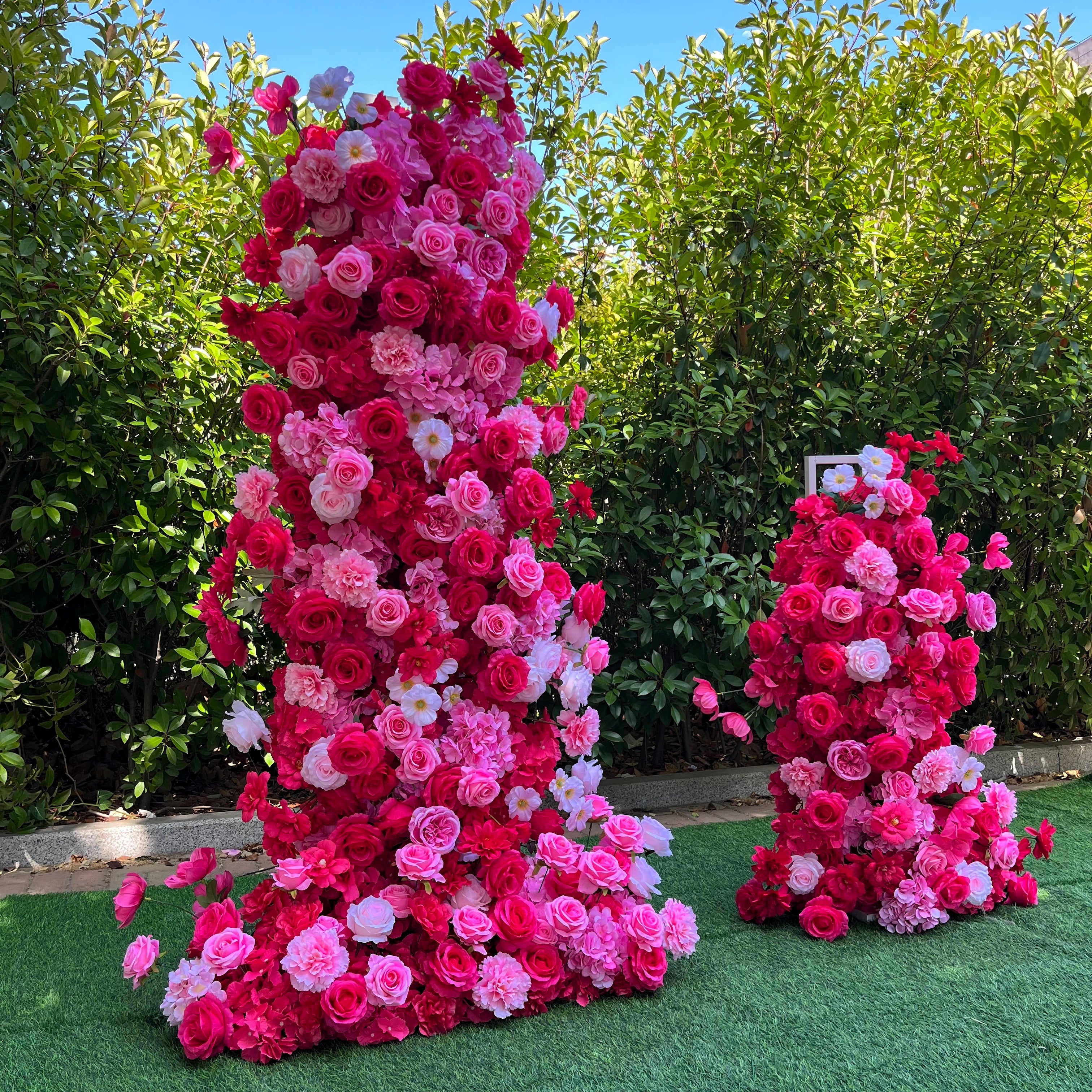Red Pink Mixed Flower Tower Horn-Shaped Flower Wall Birthday Decor ABAW-2003