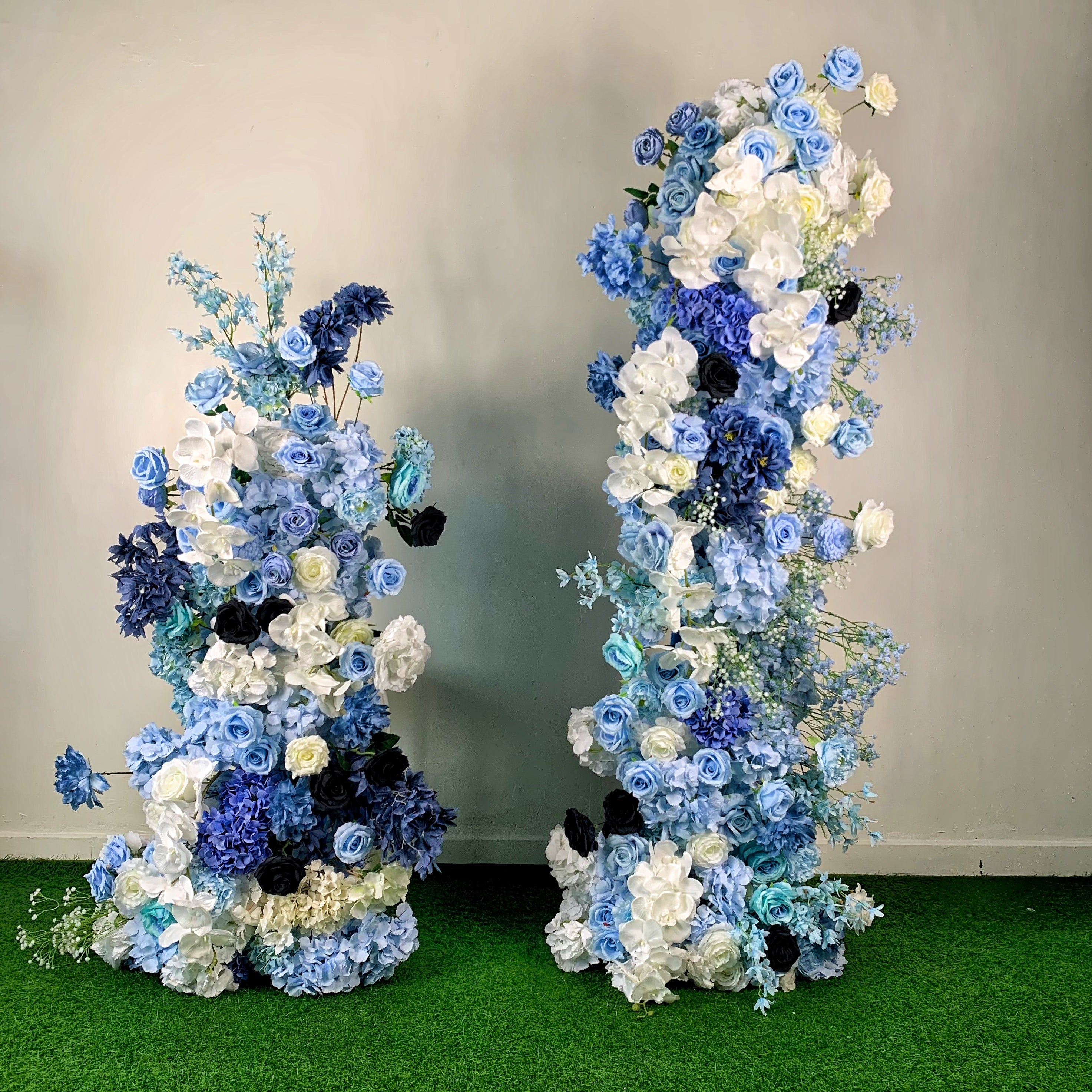 Blue White Flower Pillar Arrangement for Wedding Ceremony Event Decor ABAW-004