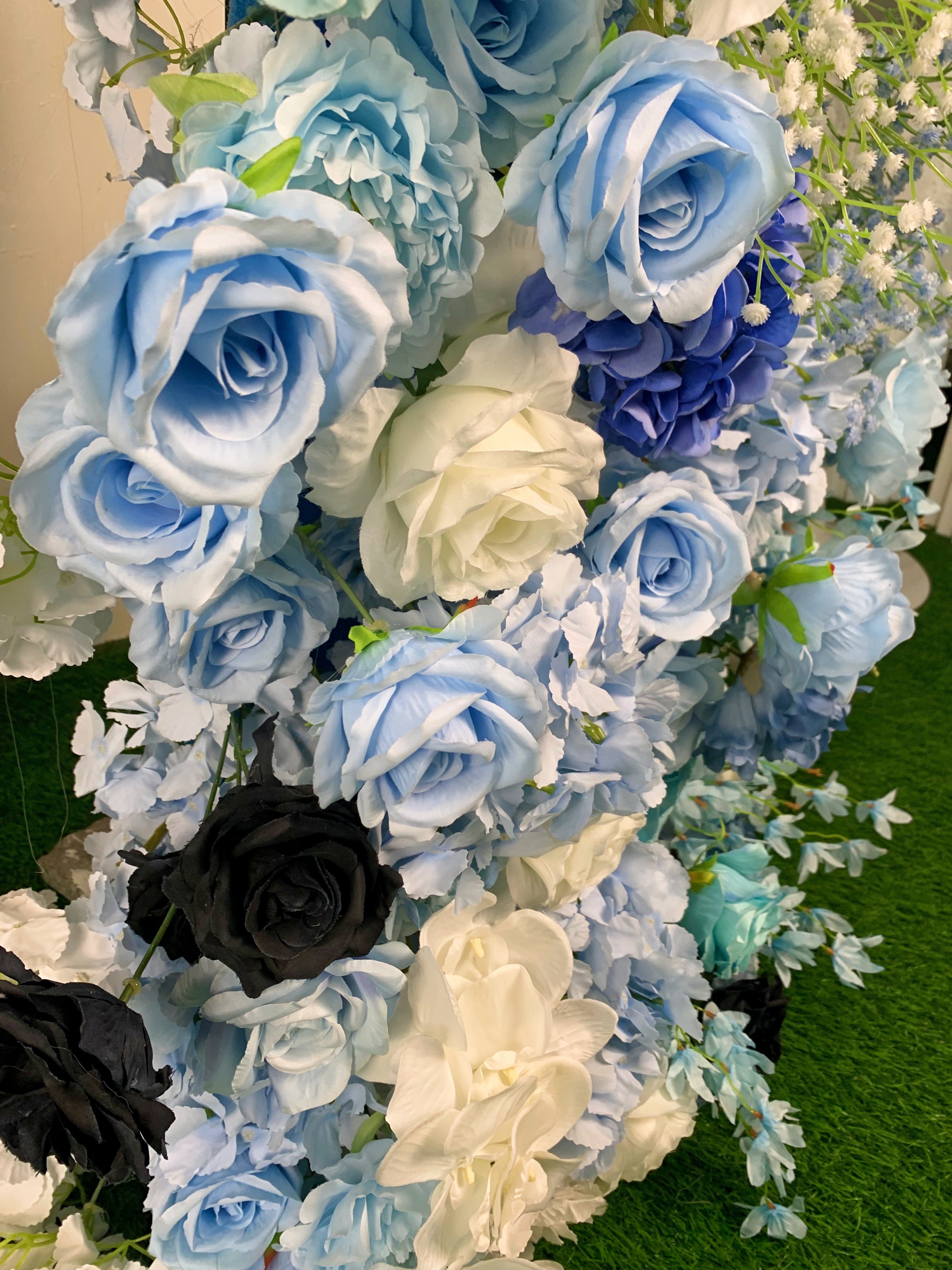Blue White Flower Pillar Arrangement for Wedding Ceremony Event Decor ABAW-004