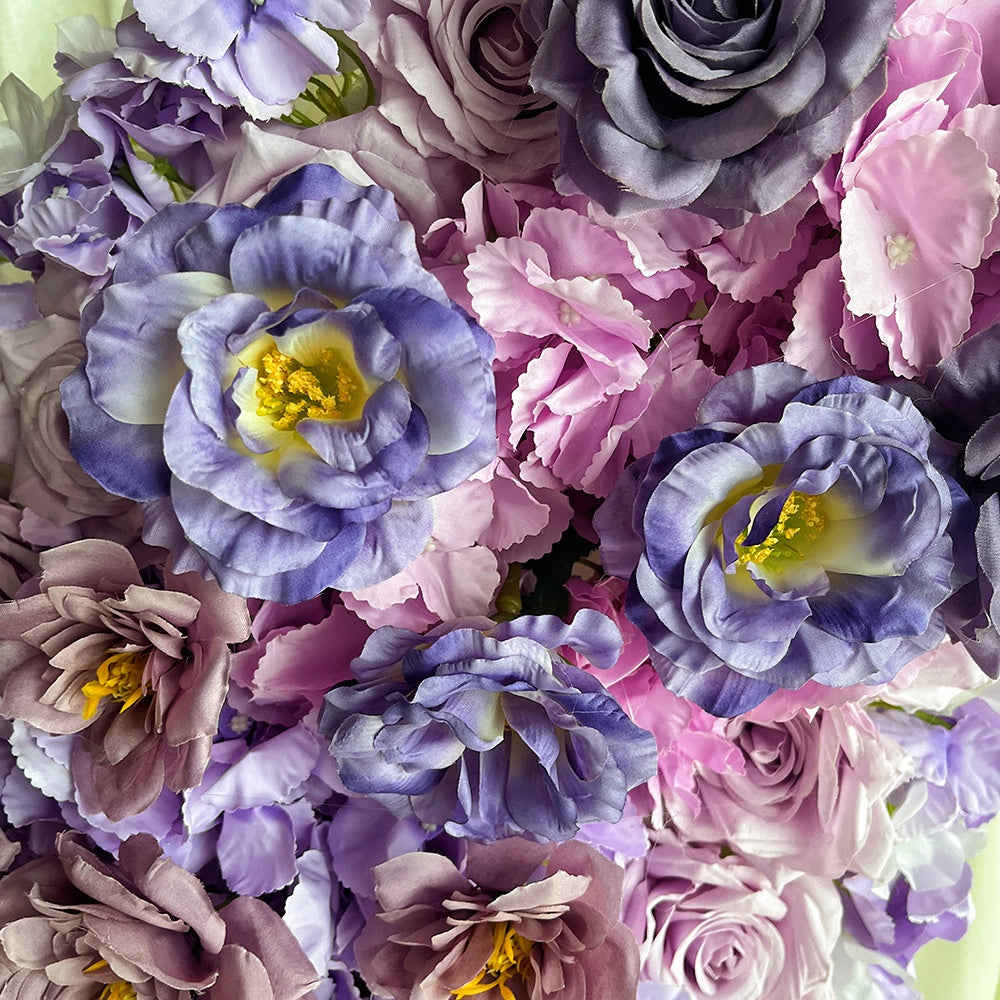 Purple Butterfly Artificial Flower Wall Backdrop for Wedding & Party Decor ABAW-005