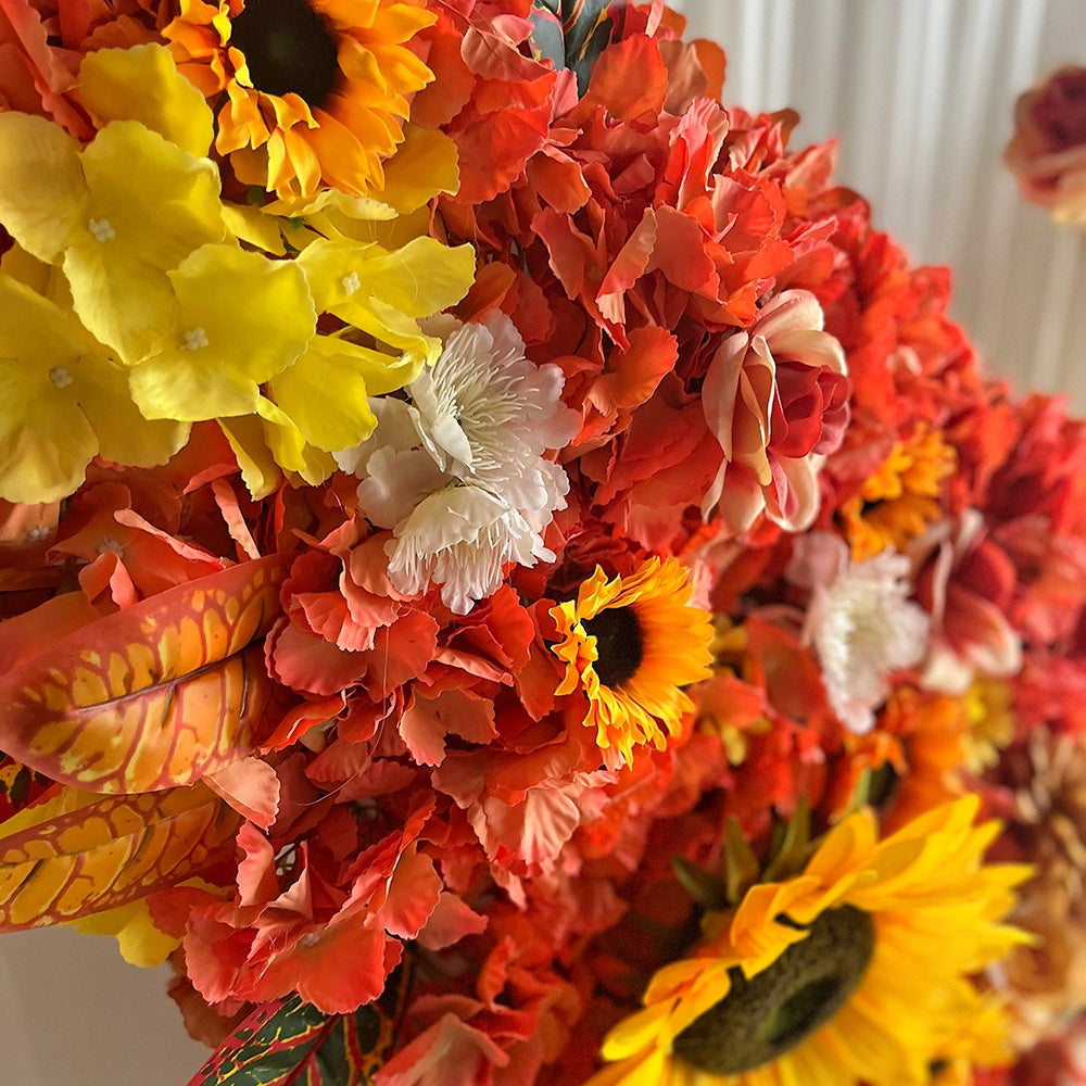 Autumn Orange Butterfly Flower Wall Backdrop for Birthday Event Decor ABAW-006